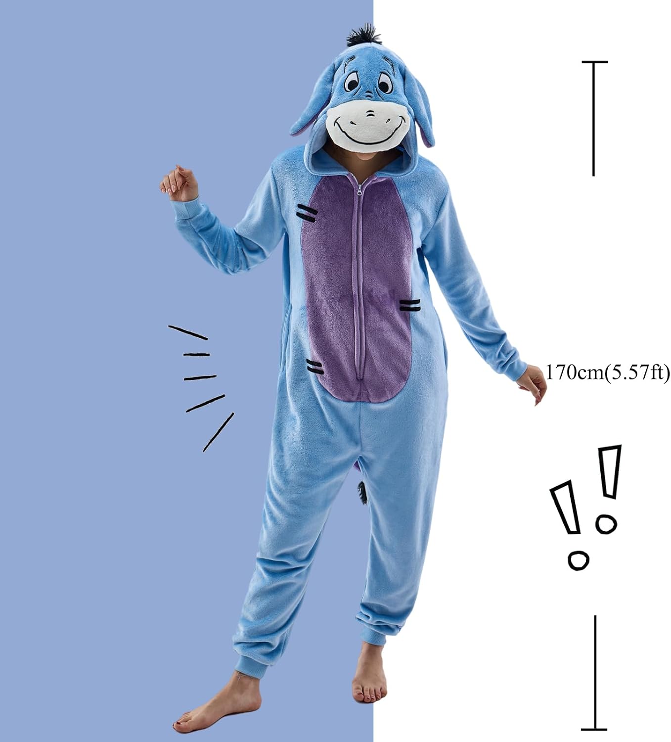 Detalle de GONAAP Eeyore Animal Onesie Pajamas with Zipper and 3D Hood