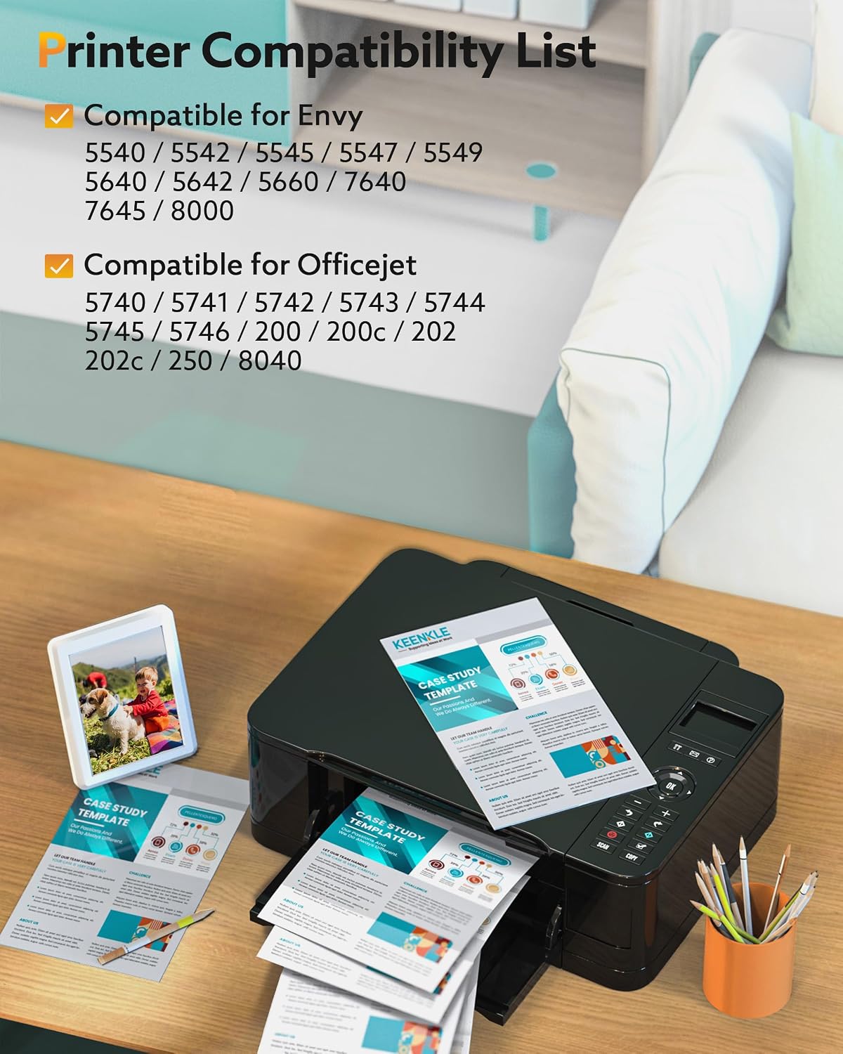 Detalle 2 de KEENKLE 62XL – Kompatible HP 62 Druckerpatronen (Schwarz & Farbe) im 2er-Pack