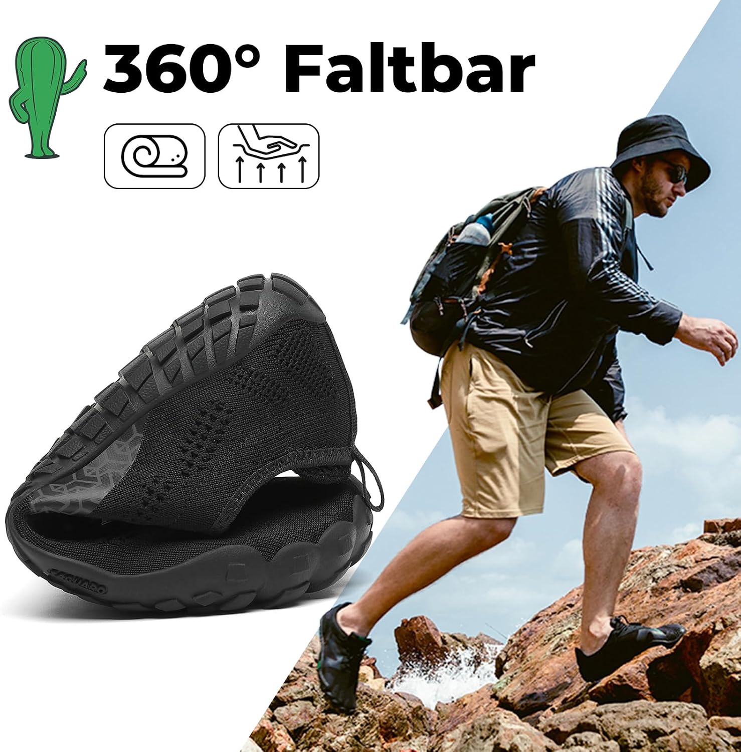 Detalle 2 de SAGUARO Unisex Barfußschuhe für Outdoor-Trail & Zehenschuhe mit Zero-Drop Sohle, Gr. 36–48