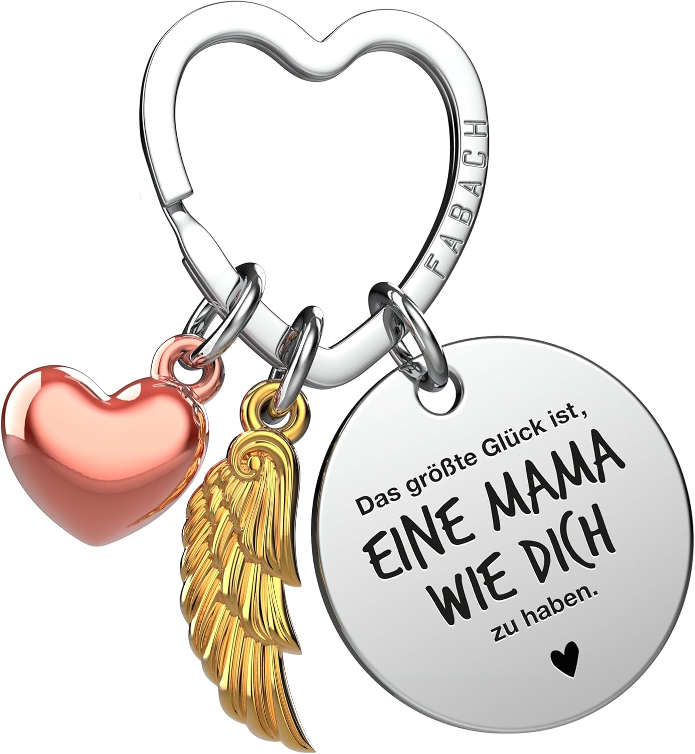 Detalle de FABACH Beste Mama Schlüsselanhänger Schutzengel – Gravurherz als Glücksbringer