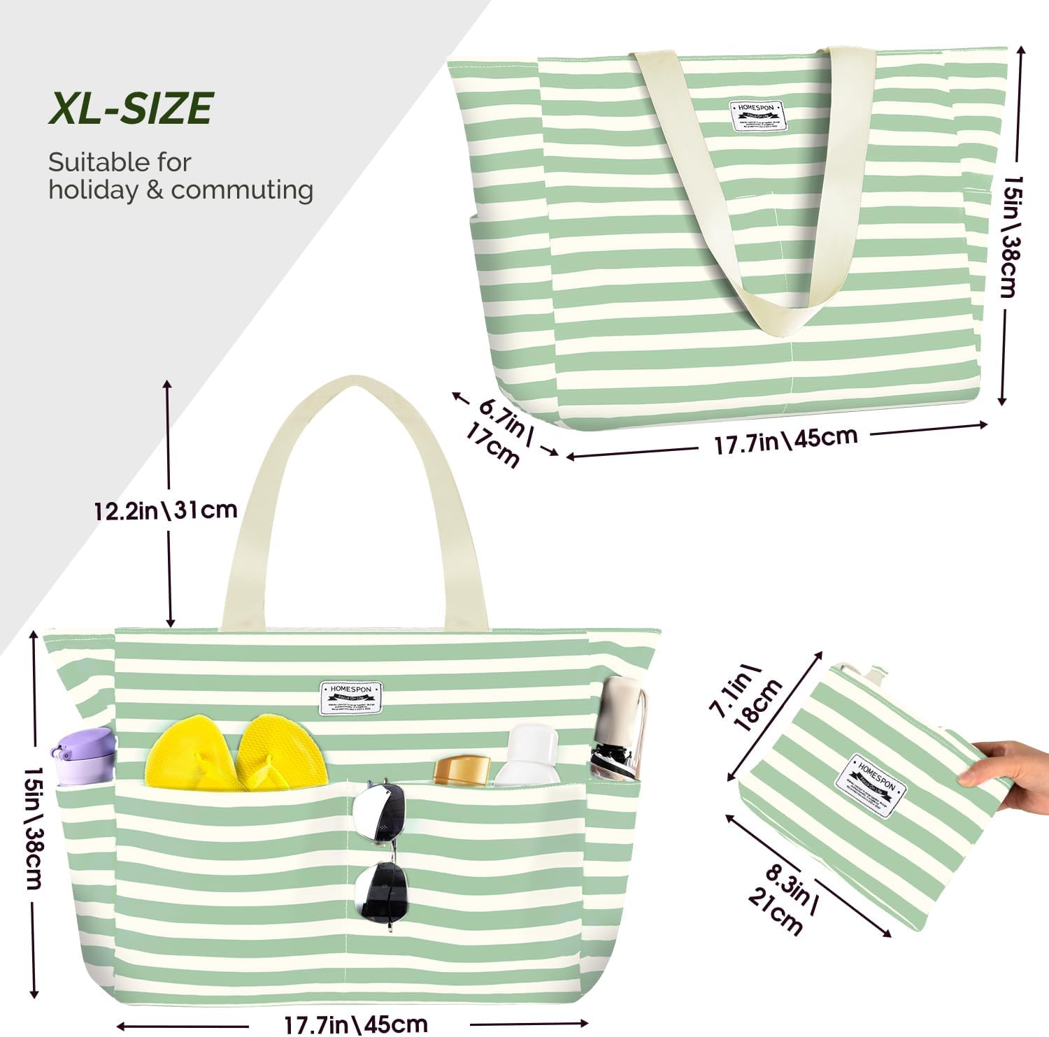 Thumbnail 3 de HOMESPON Waterproof Beach Tote Bag 45cm