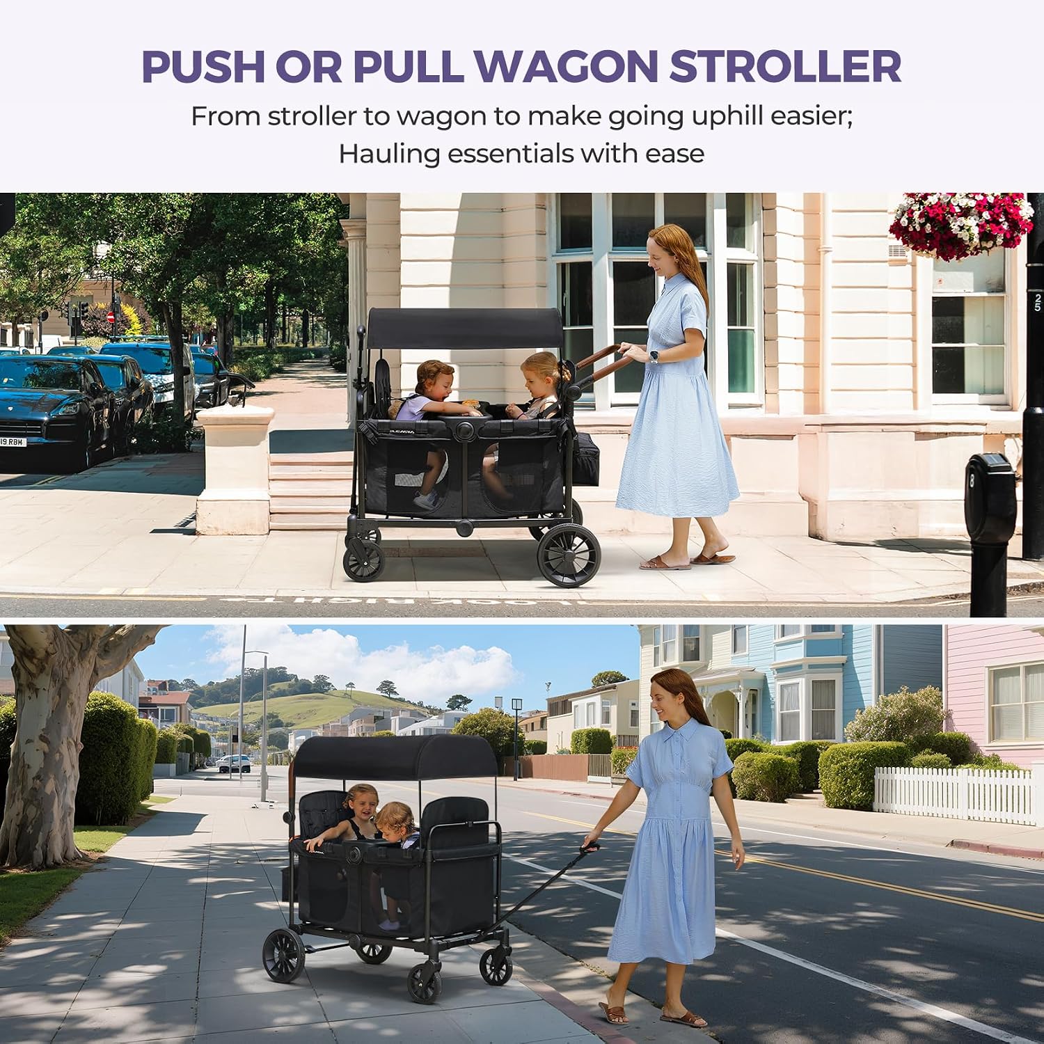 Thumbnail 2 de ELEMARA Wagon Stroller 4-Seater, Foldable All-Terrain 🚼