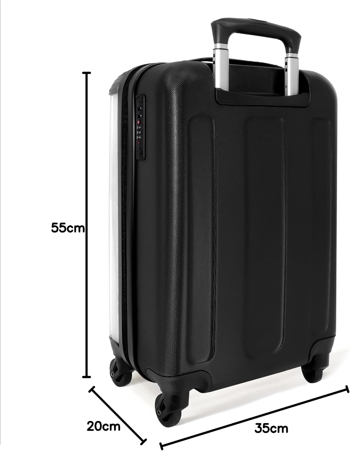 Thumbnail 6 de Valigia rigida con ruote NoBoringSuitcases.com, trolley bagaglio a mano 4 ruote e lucchetto TSA, 55x40x20 cm (Ragazza con palloncino rosso)