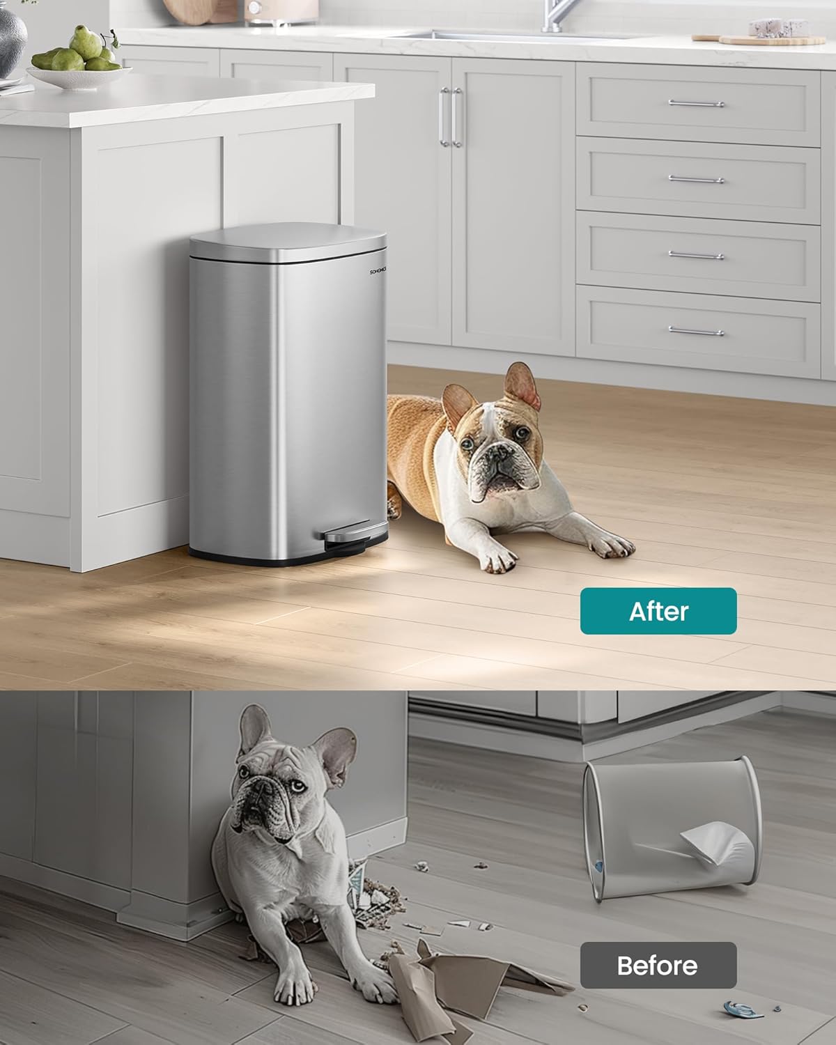 Thumbnail 6 de SONGMICS LTB050E01 50 L kitchen pedal bin with soft close lid and inner bucket