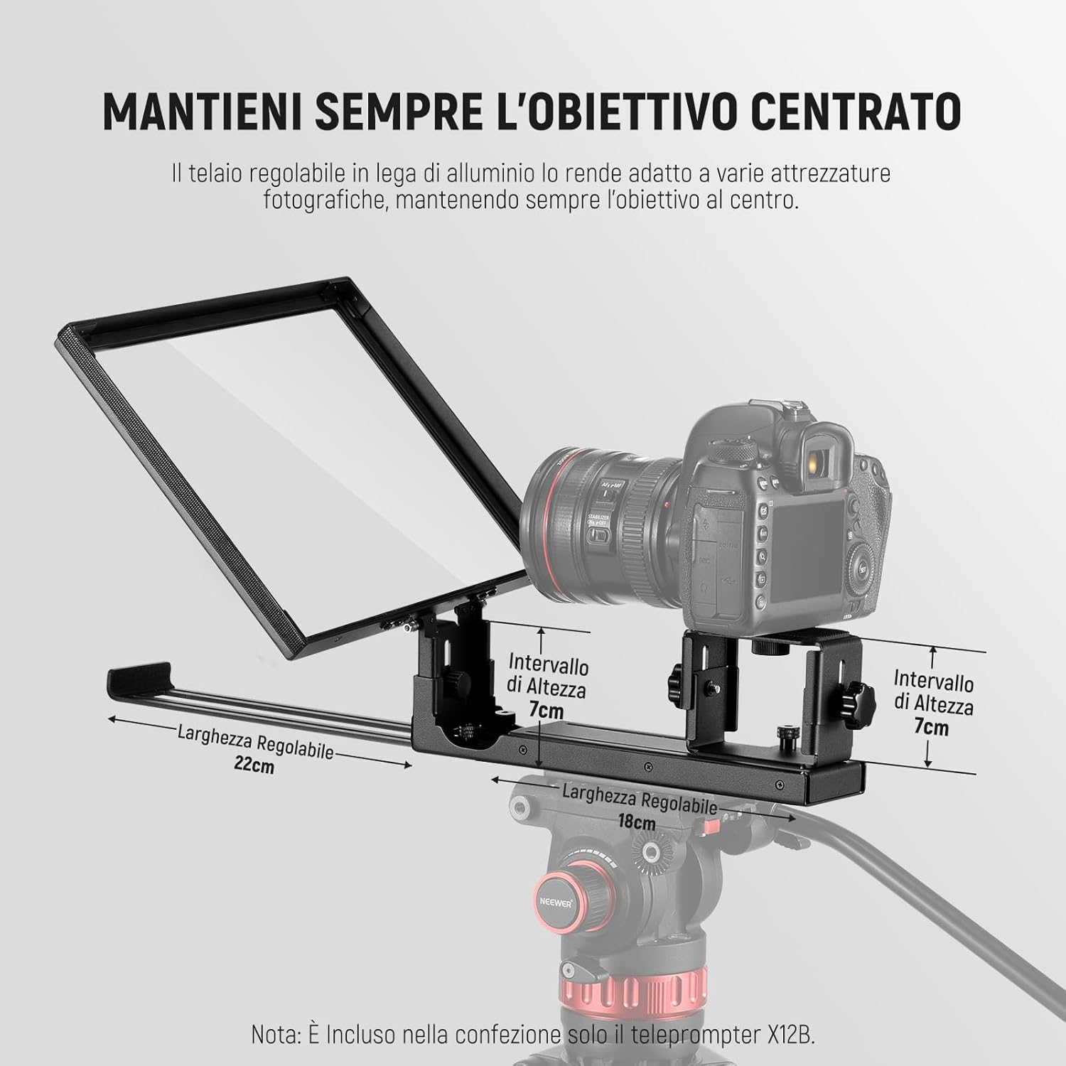 Thumbnail 4 de NEEWER BASICS X12B teleprompter sollevabile in lega di alluminio da 12" per iPhone, iPad, tablet e fotocamere