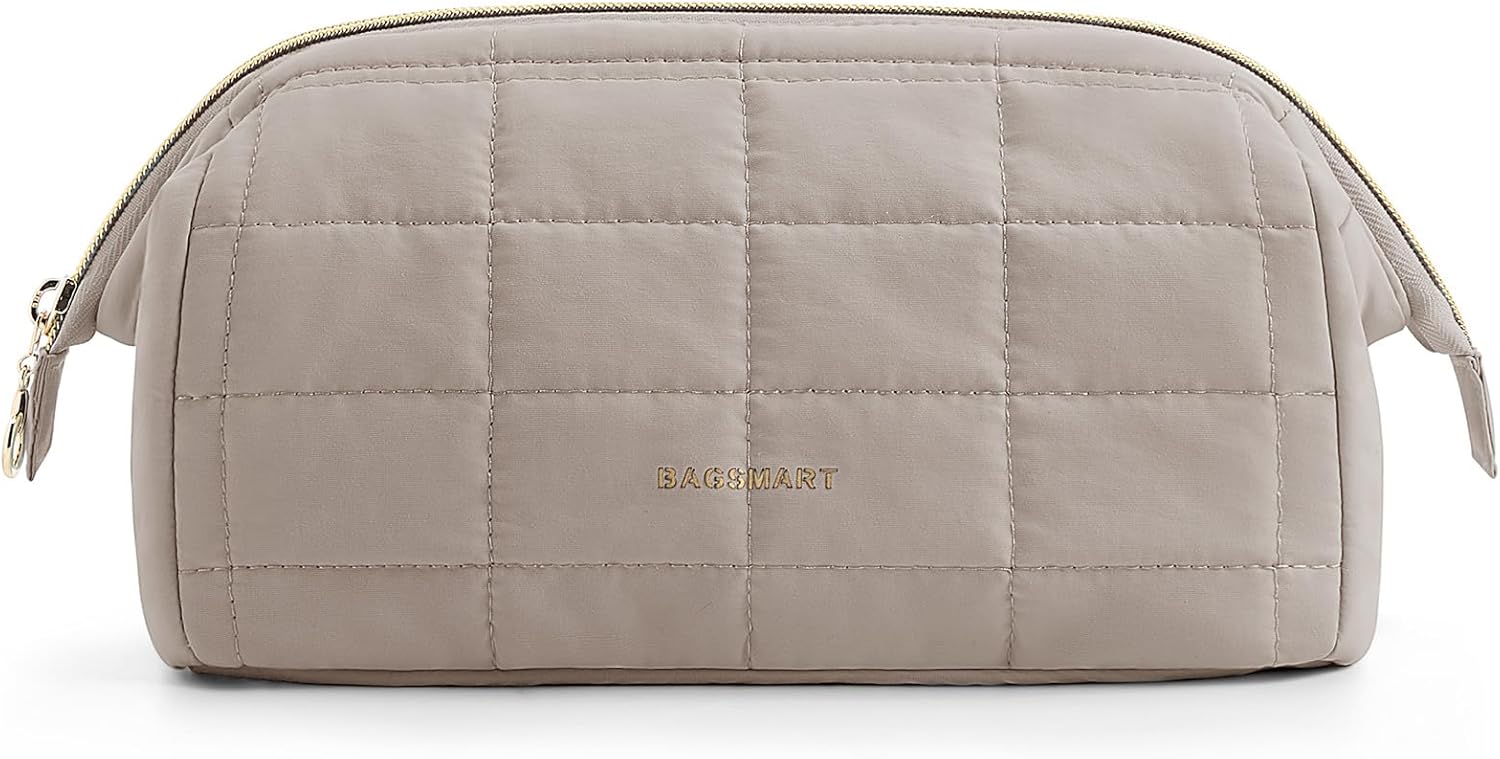 Thumbnail 6 de BAGSMART Makeup Bag Travel Cosmetic Bag, Puffy Padded Large Capacity in Camel