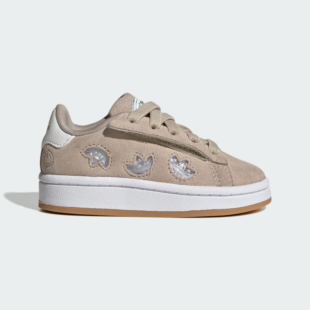 Detalle de Adidas Campus 00s: zapatilla con LED y cordones elásticos en beige
