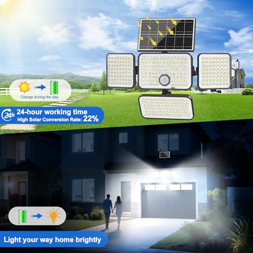 Detalle 2 de Really Luce Solare Led Esterno con Sensore di Movimento by Realky – 301LED, IP65, pannello separabile