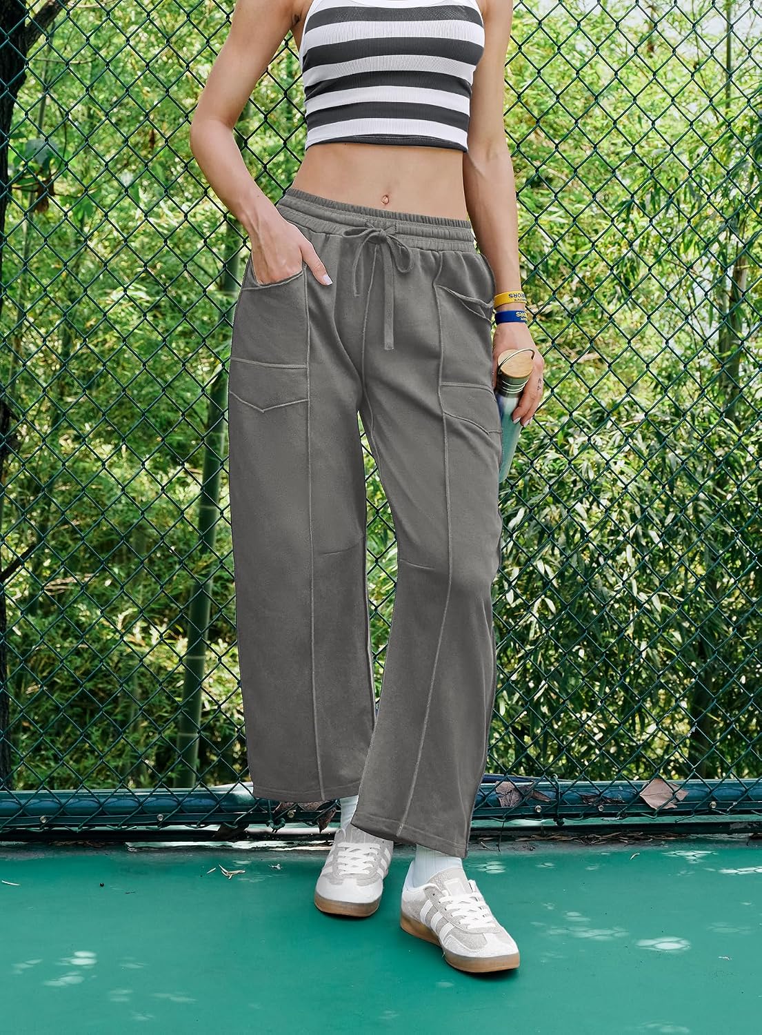Detalle 2 de Yanekop Women's Baggy Wide-Leg Palazzo Pants with Side Pockets