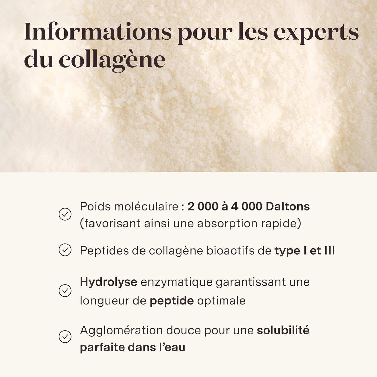 Thumbnail 6 de Collagène en poudre Vanille Glow25® [450g] – L'Original, Hydrolysat premium de peptides Type 1 et 3