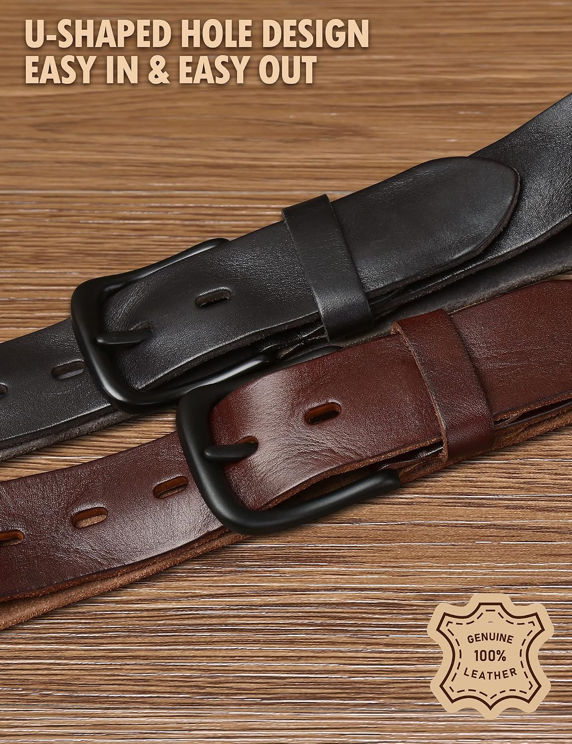 Detalle 1 de Wolksprong Men's Work Belt, Full-Grain Leather
