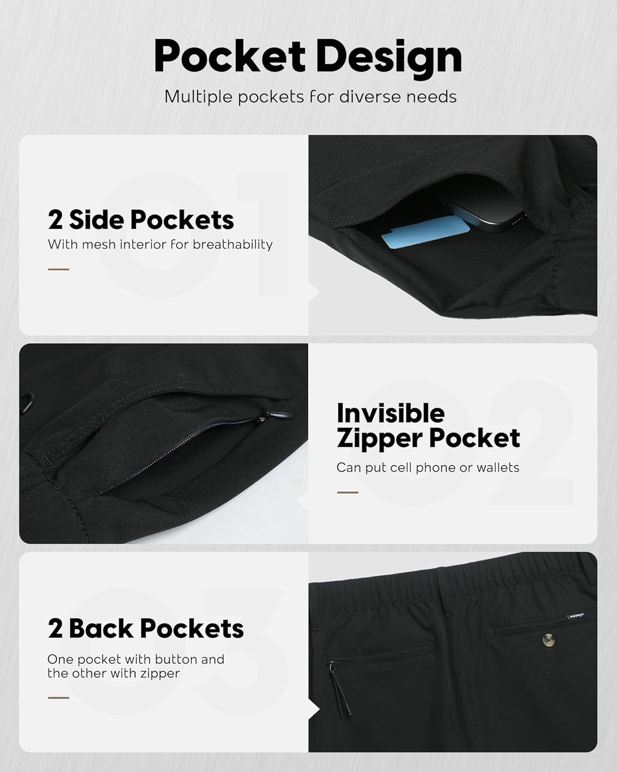 Thumbnail 3 de maamgic Men's 5/7 Inch Casual Classic Fit Shorts with Multi-Pocket Quick Dry - A Hybrid Short for Everyday Wear and Water