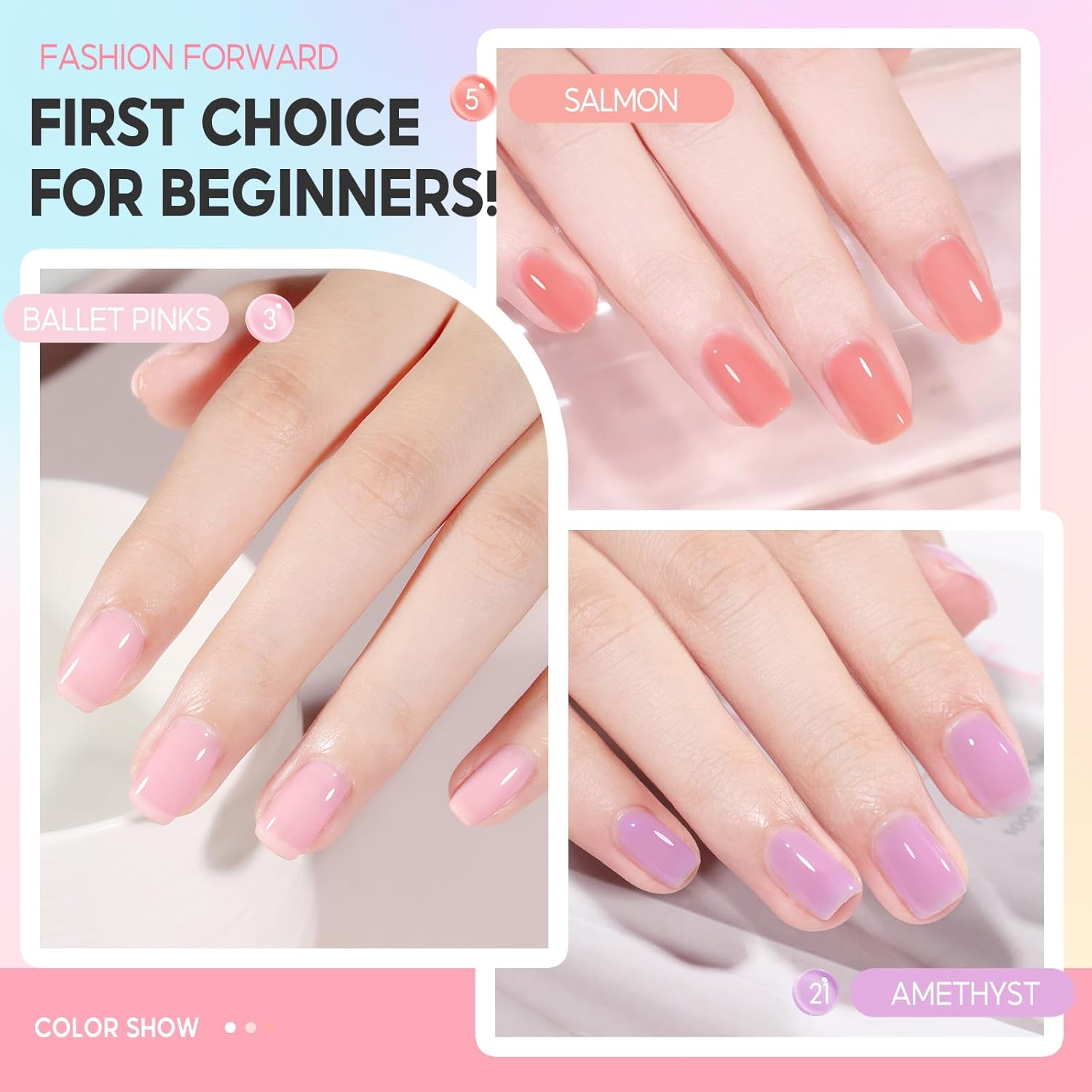 Thumbnail 4 de PEACECOLOR Vernis semi permanent Jelly – kit de 6 couleurs transparentes (rose, jaune, vert, bleu, violet, lila)