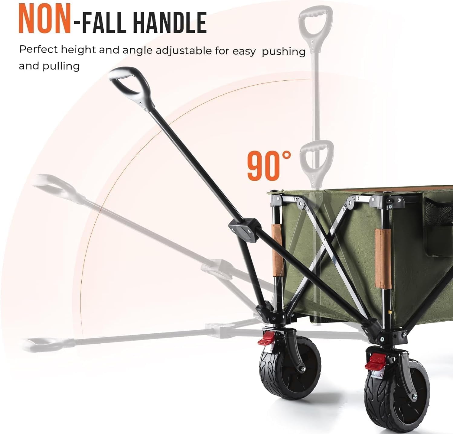 Detalle 2 de Overmont 150kg Festival Camping Trolley on Wheels (Heavy-Duty Folding Beach Wagon Cart) – Green