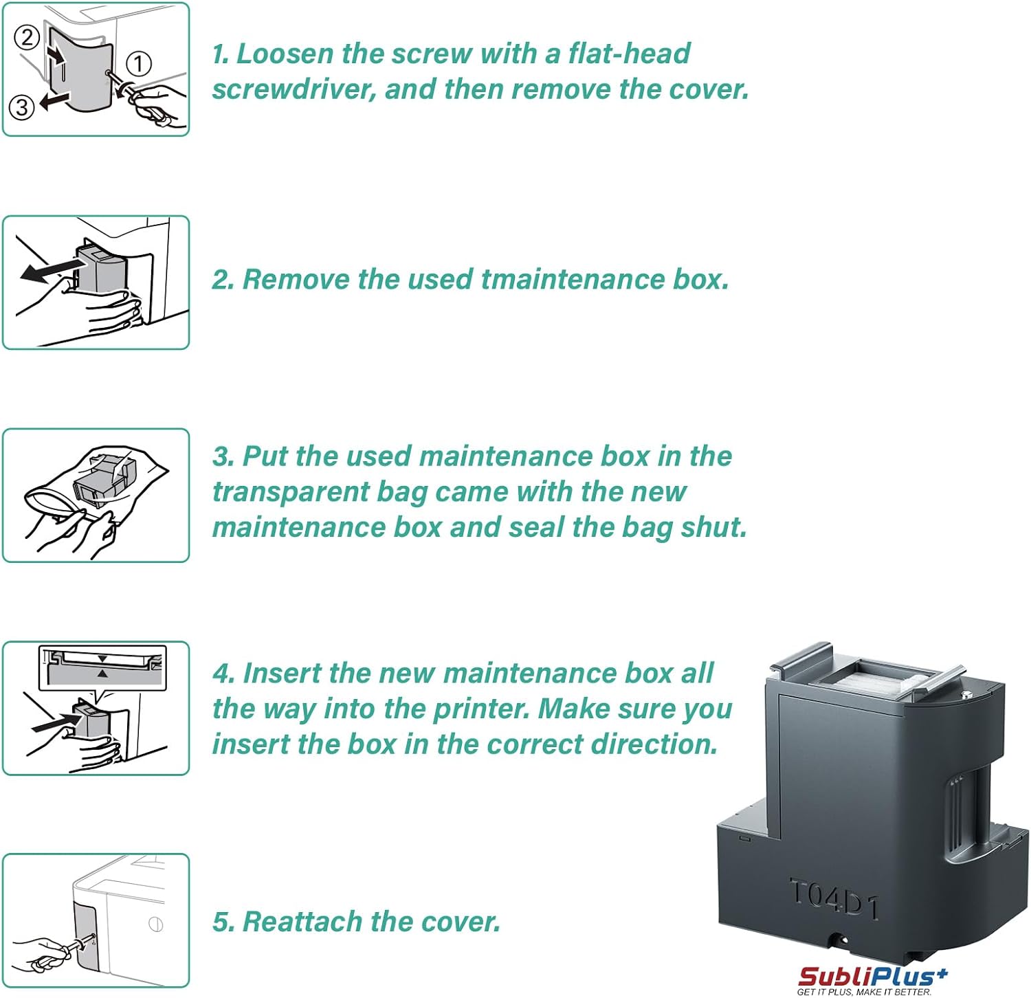 Detalle de SubliPlus+ T04D1/C13T04D100 Ink Maintenance Box for EcoTank Printers