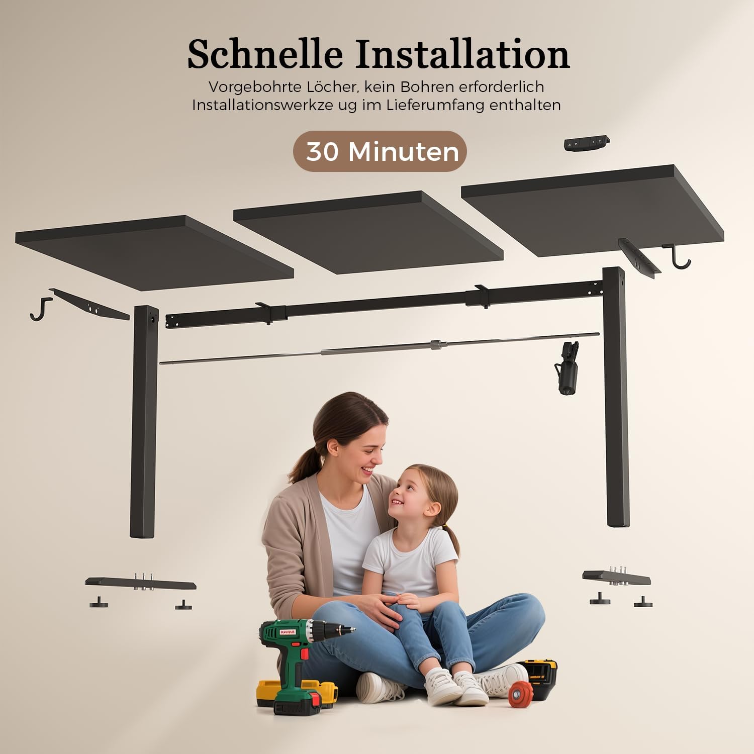 Thumbnail 6 de Klicelor Höhenverstellbarer Schreibtisch – Elektrischer Steh-Sitz Bürotisch, 140 x 60 cm, Schwarz