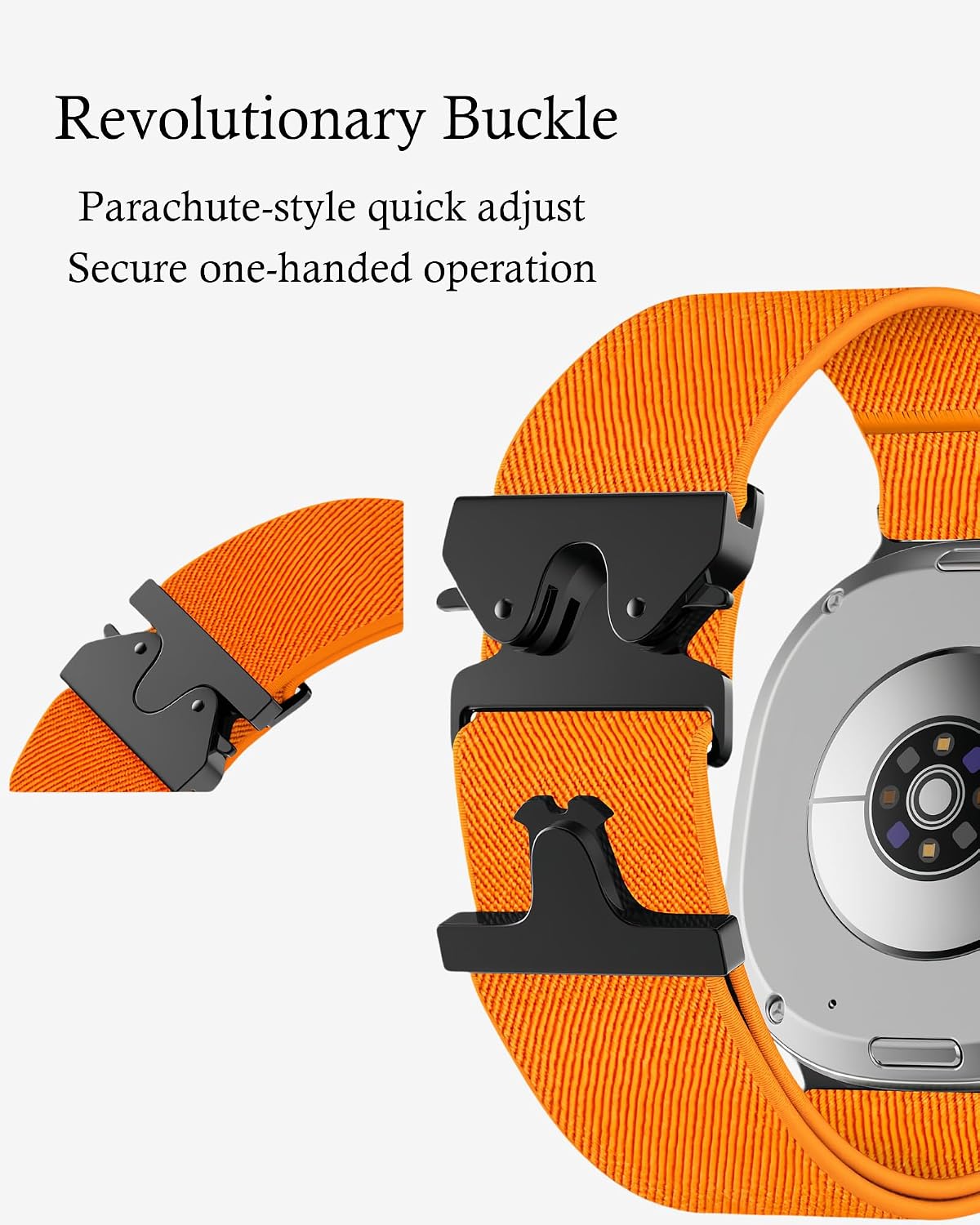 Detalle de Nylonarmband mit Fallschirmverschluss für Samsung Galaxy Watch 8 (40/44mm) und Watch 8 Classic (46mm) – 17–23,5 cm