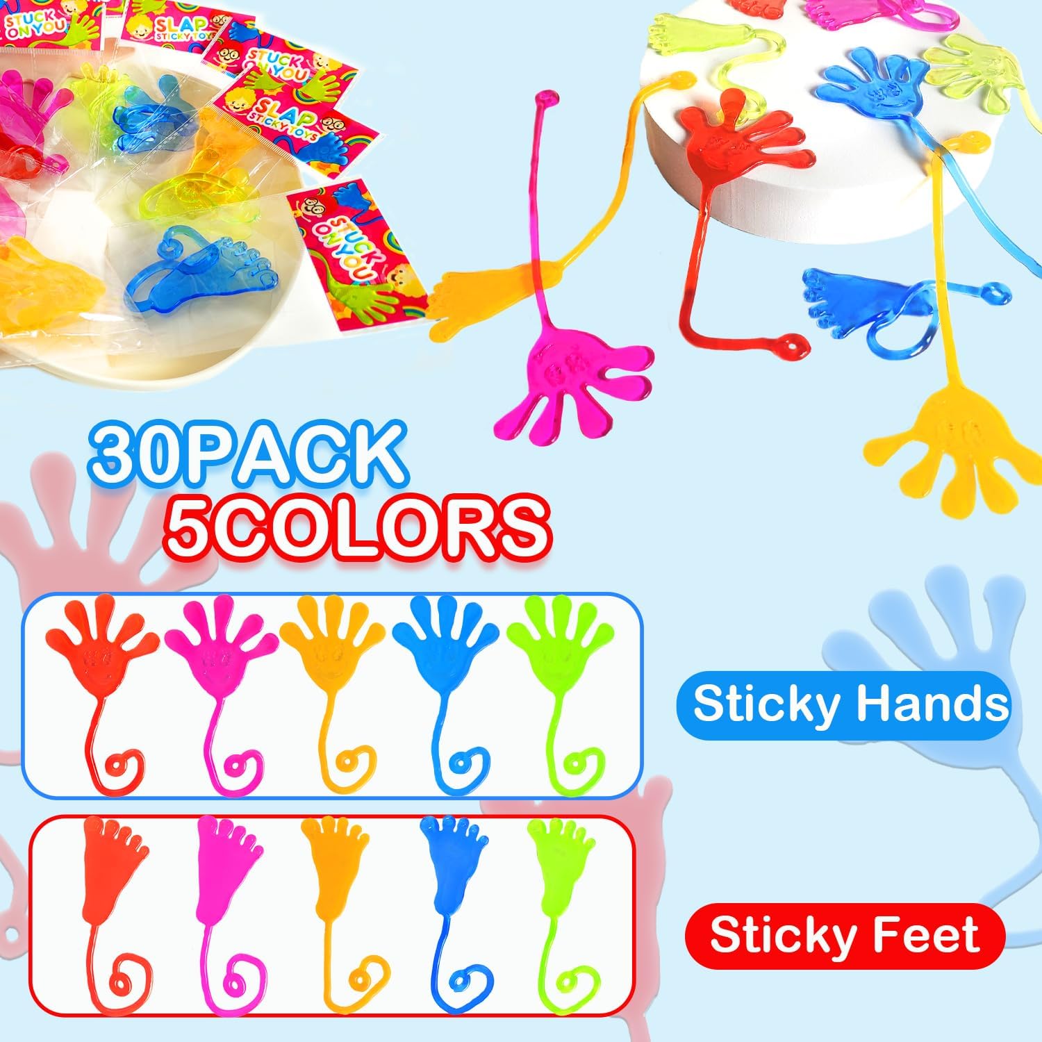 Detalle 2 de Sticky Hands & Feet Party Favors 30 Pack