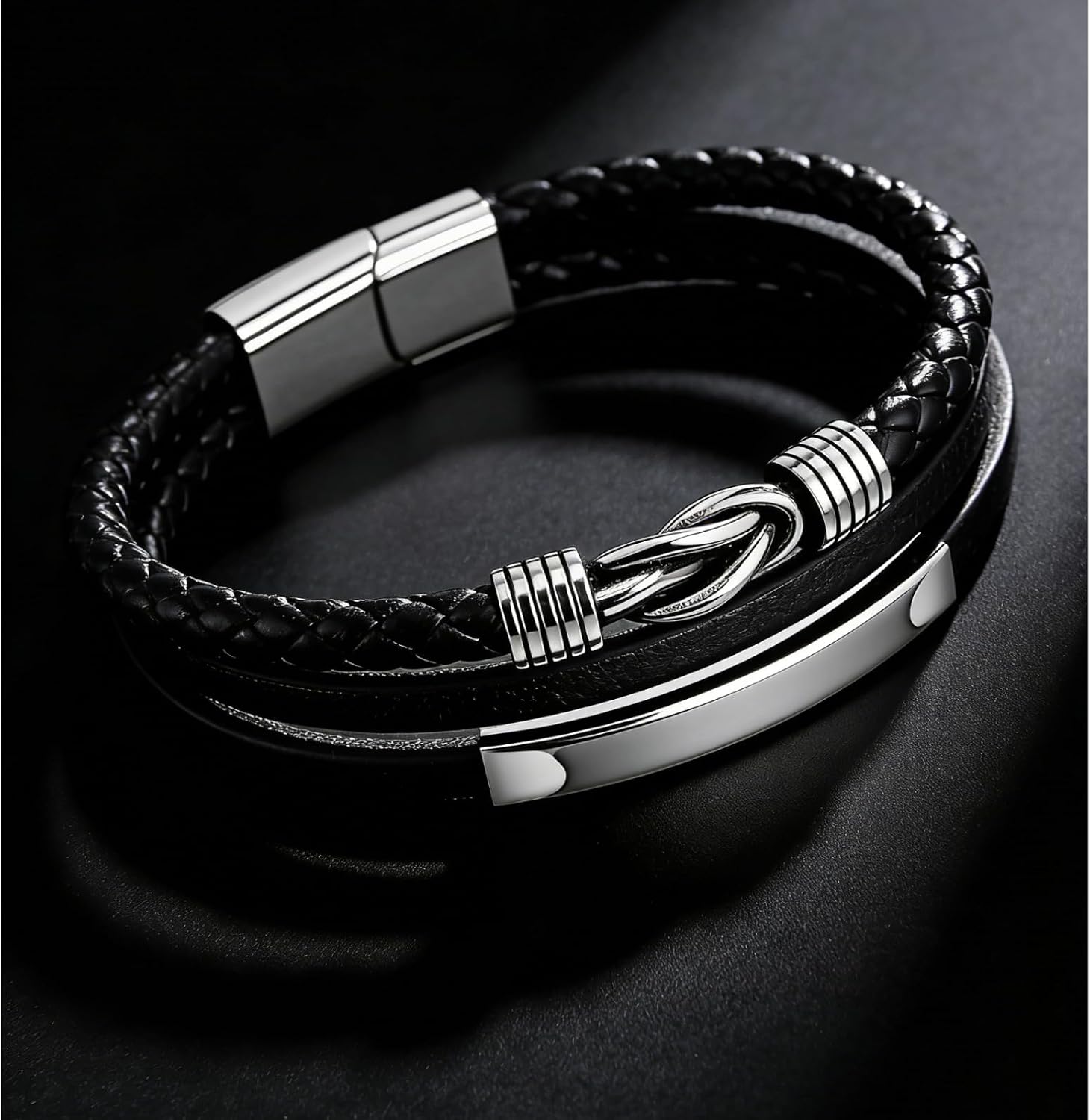 Thumbnail 3 de Gkmamrg Lederarmband schwarz Geflochten