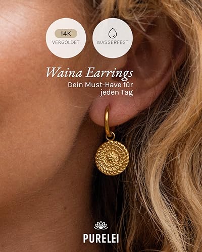 Detalle de Purelei Waina Ohrringe (Gold) – Damenohrringe aus Edelstahl, wasserfest