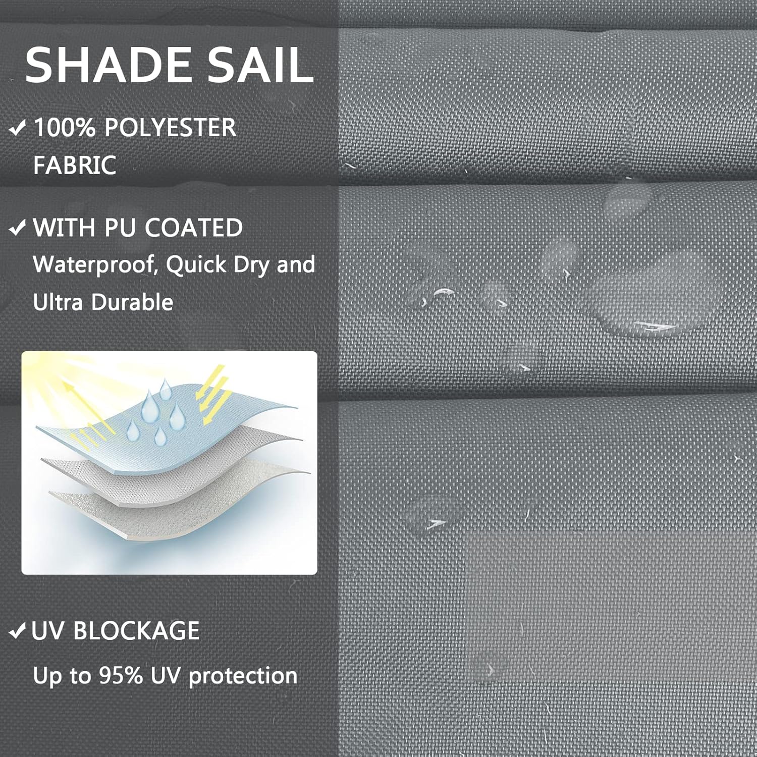 Thumbnail 3 de Mokani Sun Shade Sail 3 x 3m UV shade