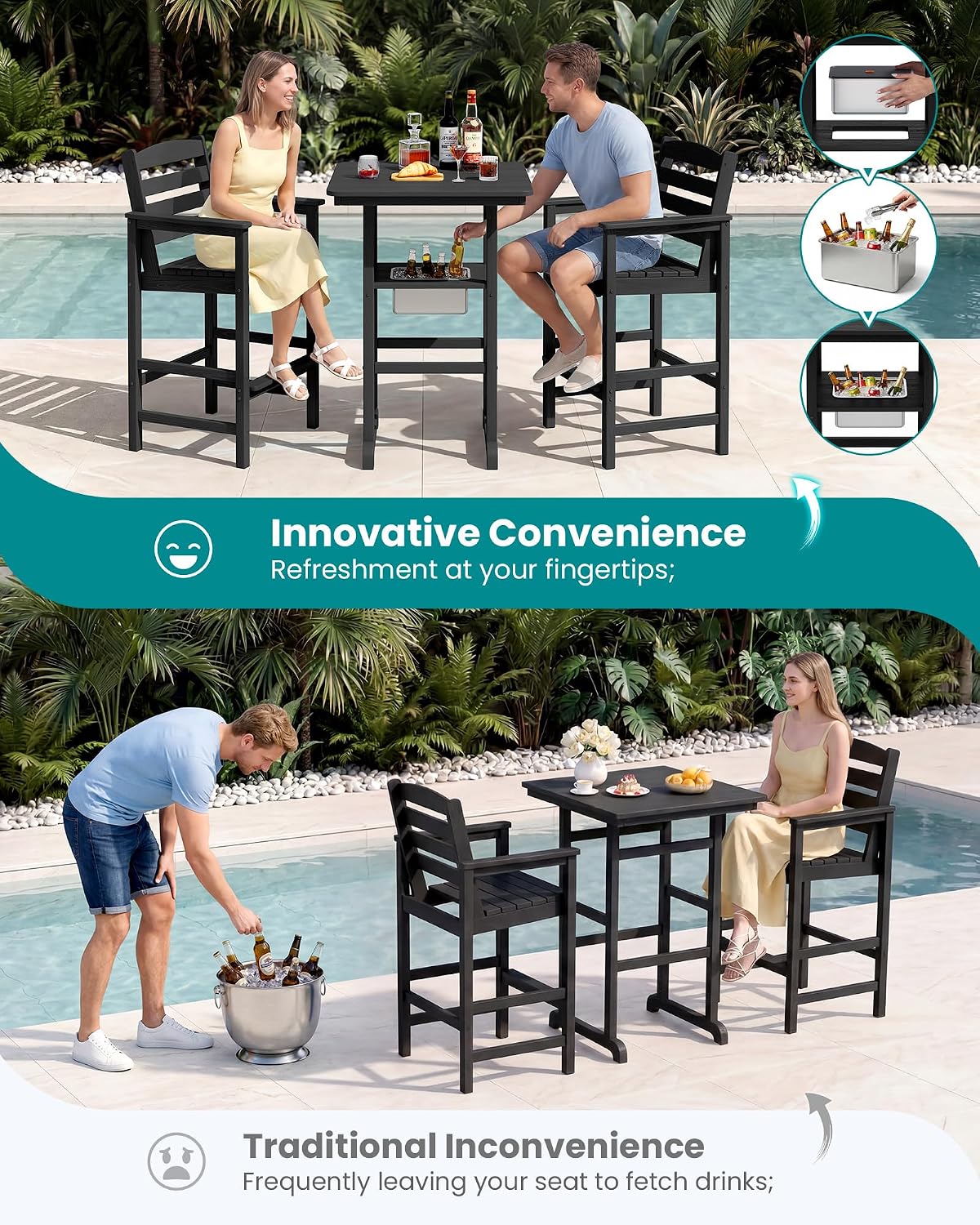 Detalle de SERWALL Outdoor Bar Set, HDPE