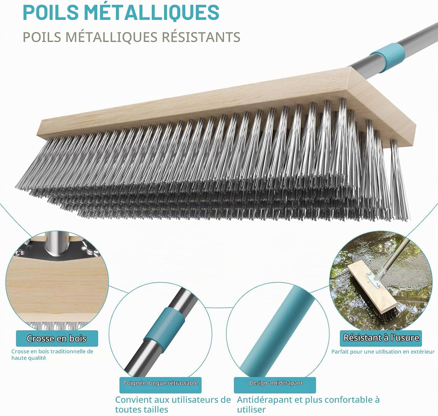 Detalle de InemzTal IT-10305041-30CM-FBA metalen schrobborstel, 30 cm breed