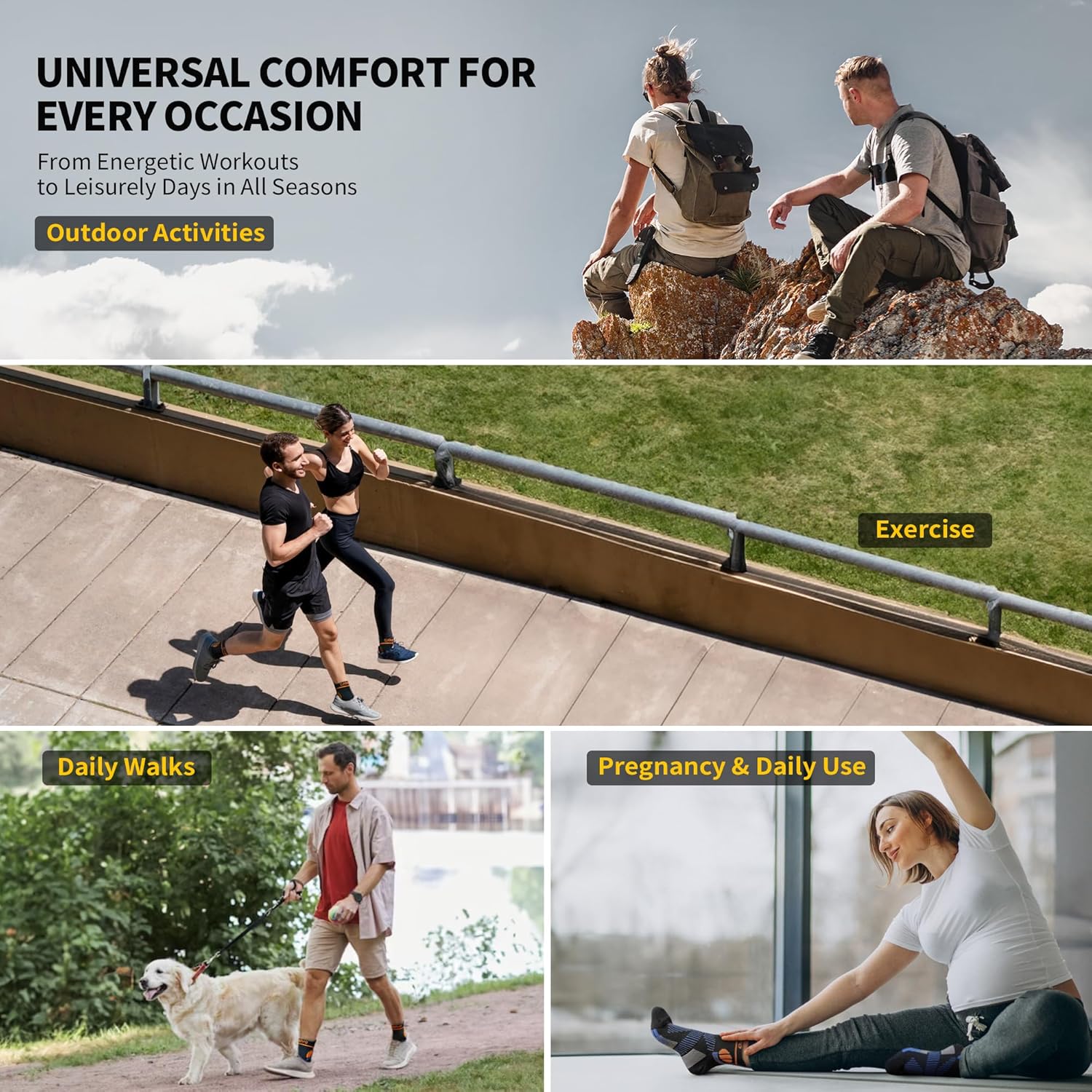 Thumbnail 5 de CAMBIVO Calze Compressione Graduata Donna Uomo 2 Paia – Gambaletti 15-20 mmHg, Antitrombo e Sportive