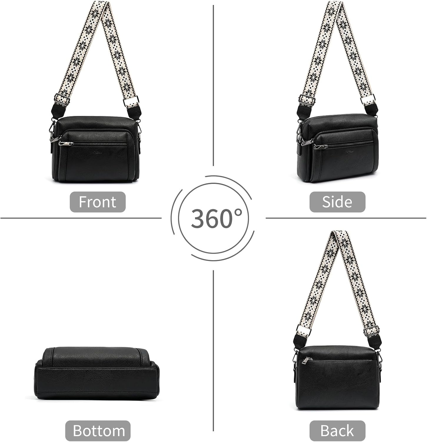 Thumbnail 6 de HILAEX Umhängetasche Damen mit Anti-Diebstahl-Sicherung und 4 Fächern – mittelgroß, verstellbarer breiter Gurt