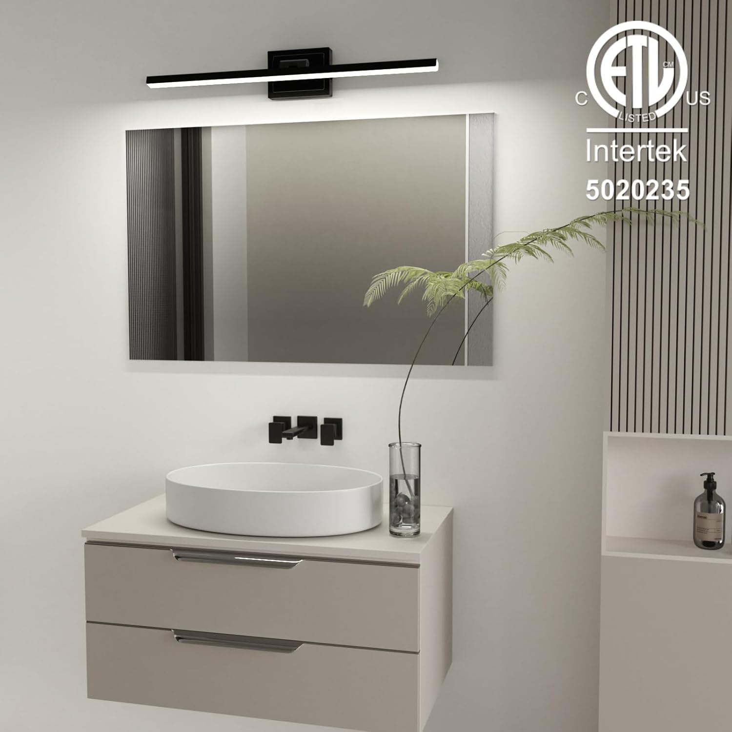 Detalle de VOLISUN 31.5" LED Vanity Light, Black, Rotatable, 5 CCT, Dimmable