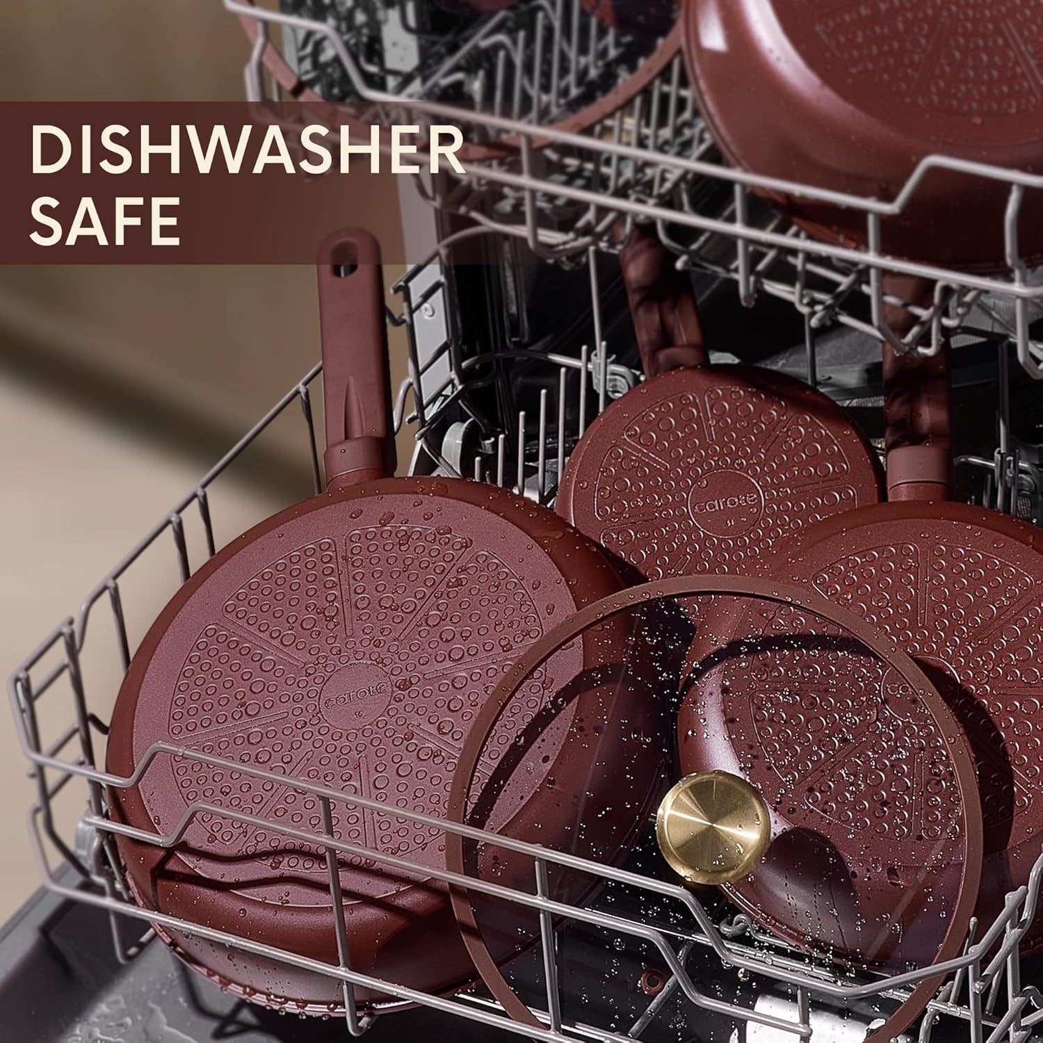 Thumbnail 6 de CAROTE Nonstick Pots and Pans Set (16-Piece) in Wine Red