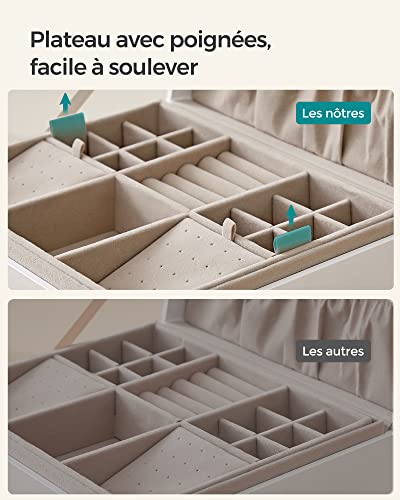 Thumbnail 6 de SONGMICS Boîte à Bijoux 2 Niveaux avec Poignée – élégance avec rangement réfléchi