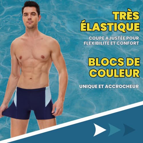Detalle de AMZSPORT Maillot de Bain Homme Short de Bain à Séchage Rapide – Bleu, L