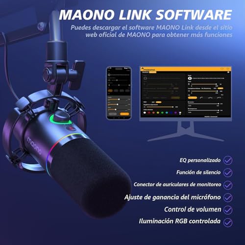 Thumbnail 2 de MAONO PD200XS: Micrófono dinámico USB/XLR con brazo, para podcast y streaming