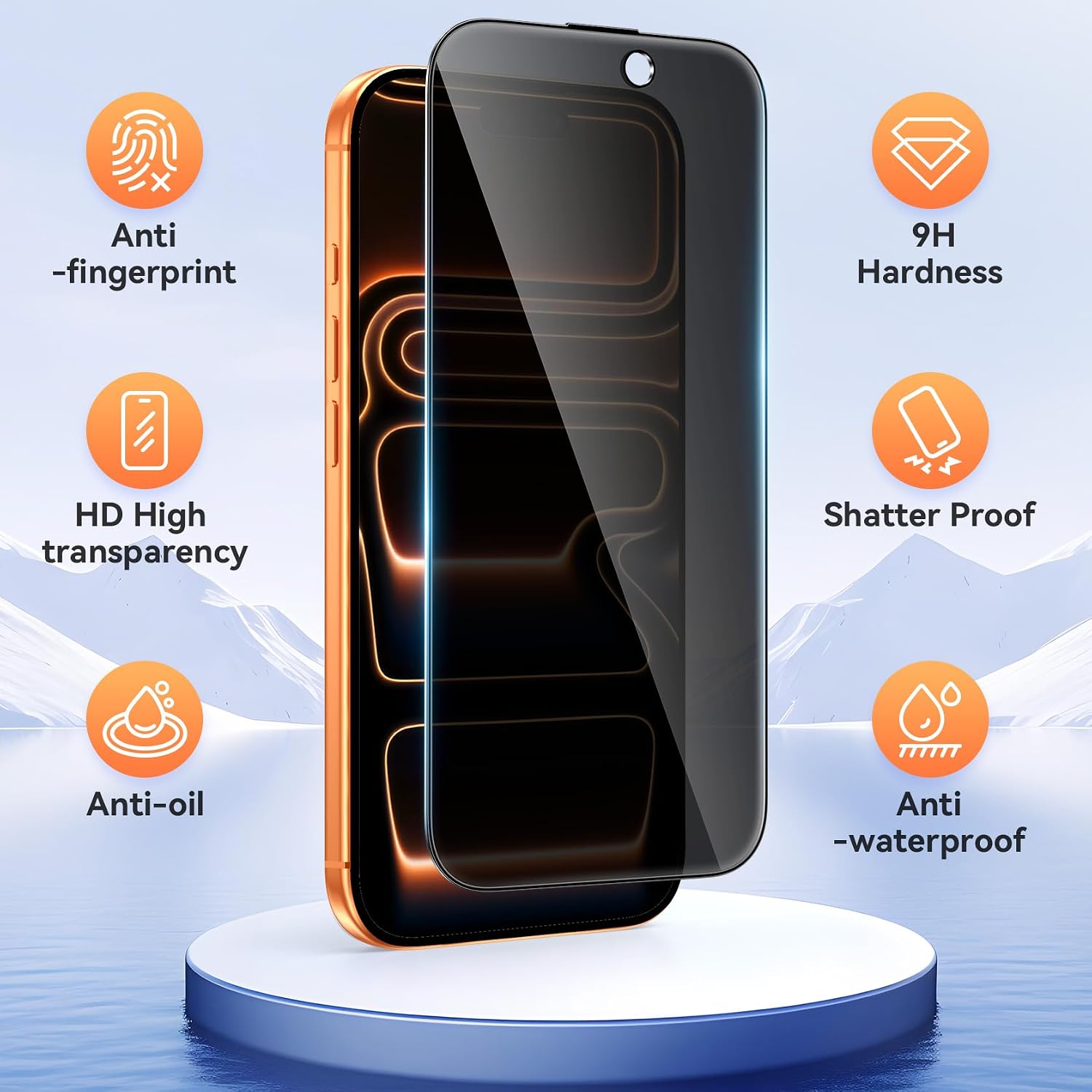 Detalle 2 de Niphabe 3 Pack Privacy Screen Protector for iPhone 17 Pro 6.3 inch (with 3 Camera Lens Protectors)
