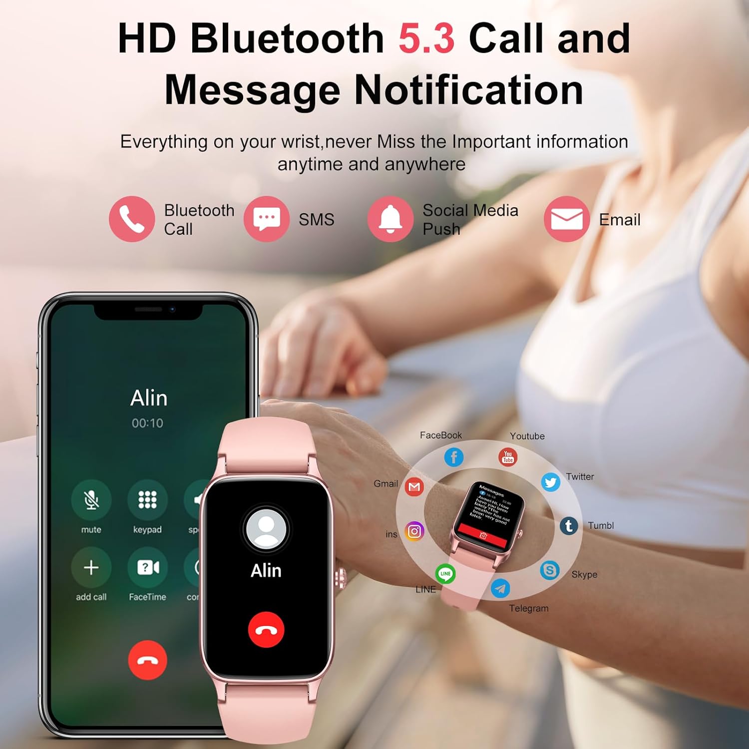 Detalle de Dyurwa Smart Watch for Women: 1.57" HD Display, 110+ Sport Modes & Calls