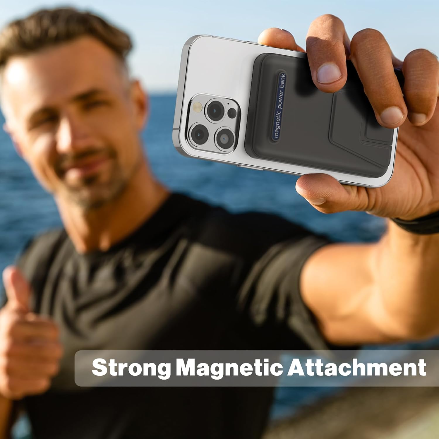 Detalle de AOGUERBE 10.000 mAh kabellose Powerbank, MagSafe-kompatibel