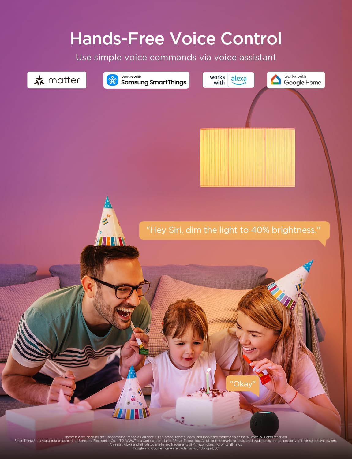 Detalle 2 de Govee RGBWW Smart Bulb B22 (2-Pack) – Matter, Alexa & Google Assistant compatible 9W 800LM