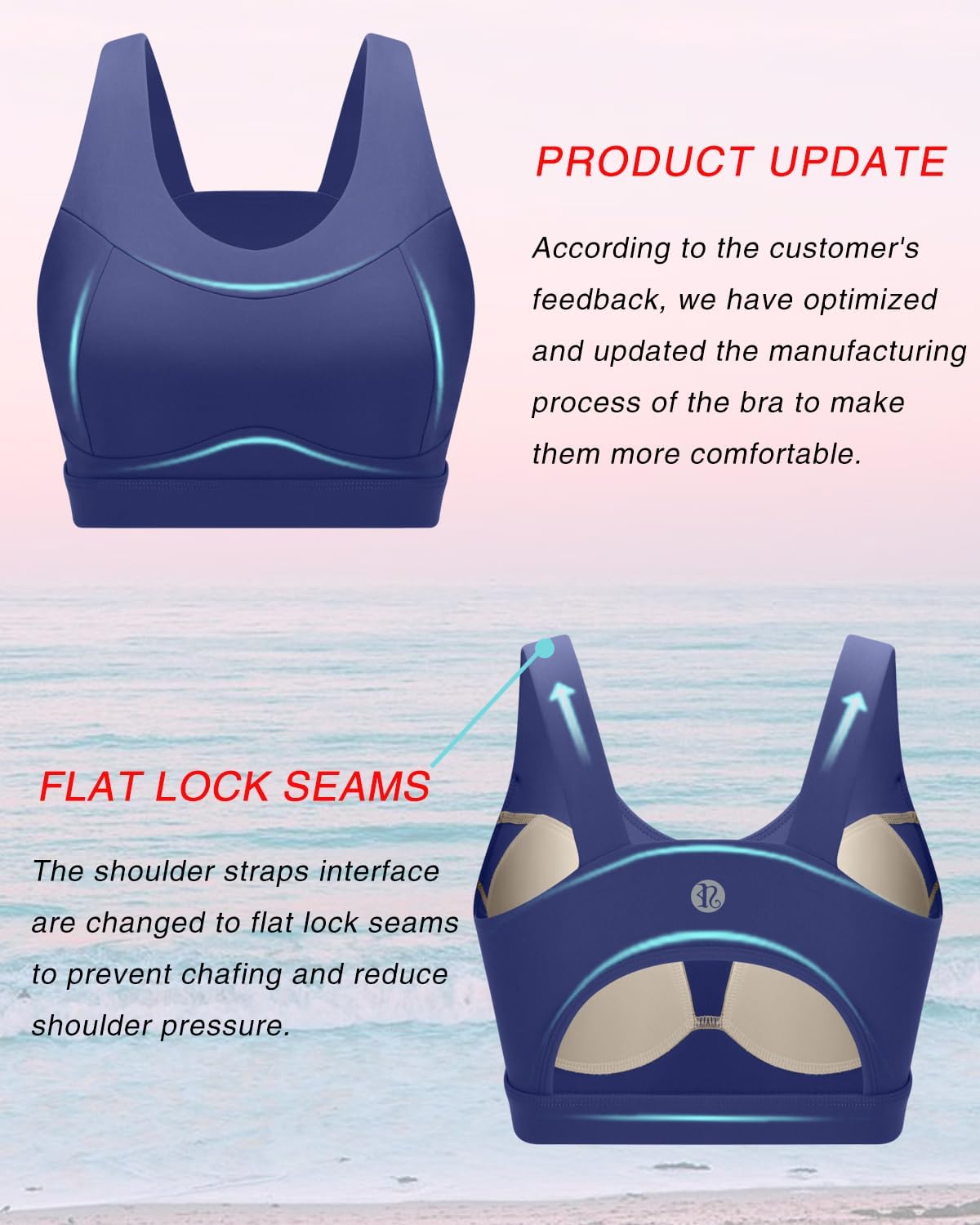 Detalle de RUNNING GIRL High Impact Sports Bra, Racerback Longline with Molded Cups