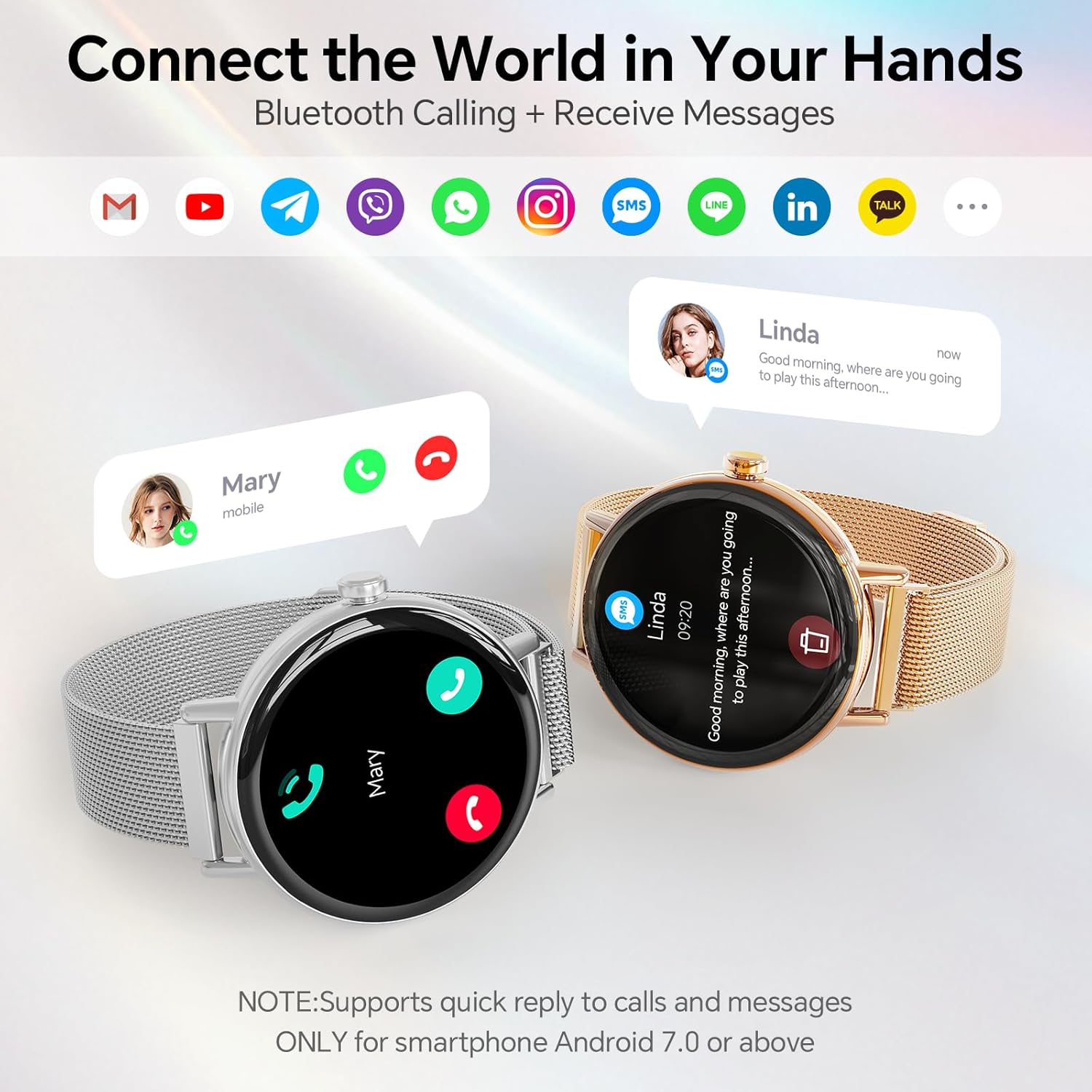 Thumbnail 2 de Smart Watches for Women 1.27" HD 43mm Round Fitness Tracker with Bluetooth Calling, SpO2 & IP68 (Silver)