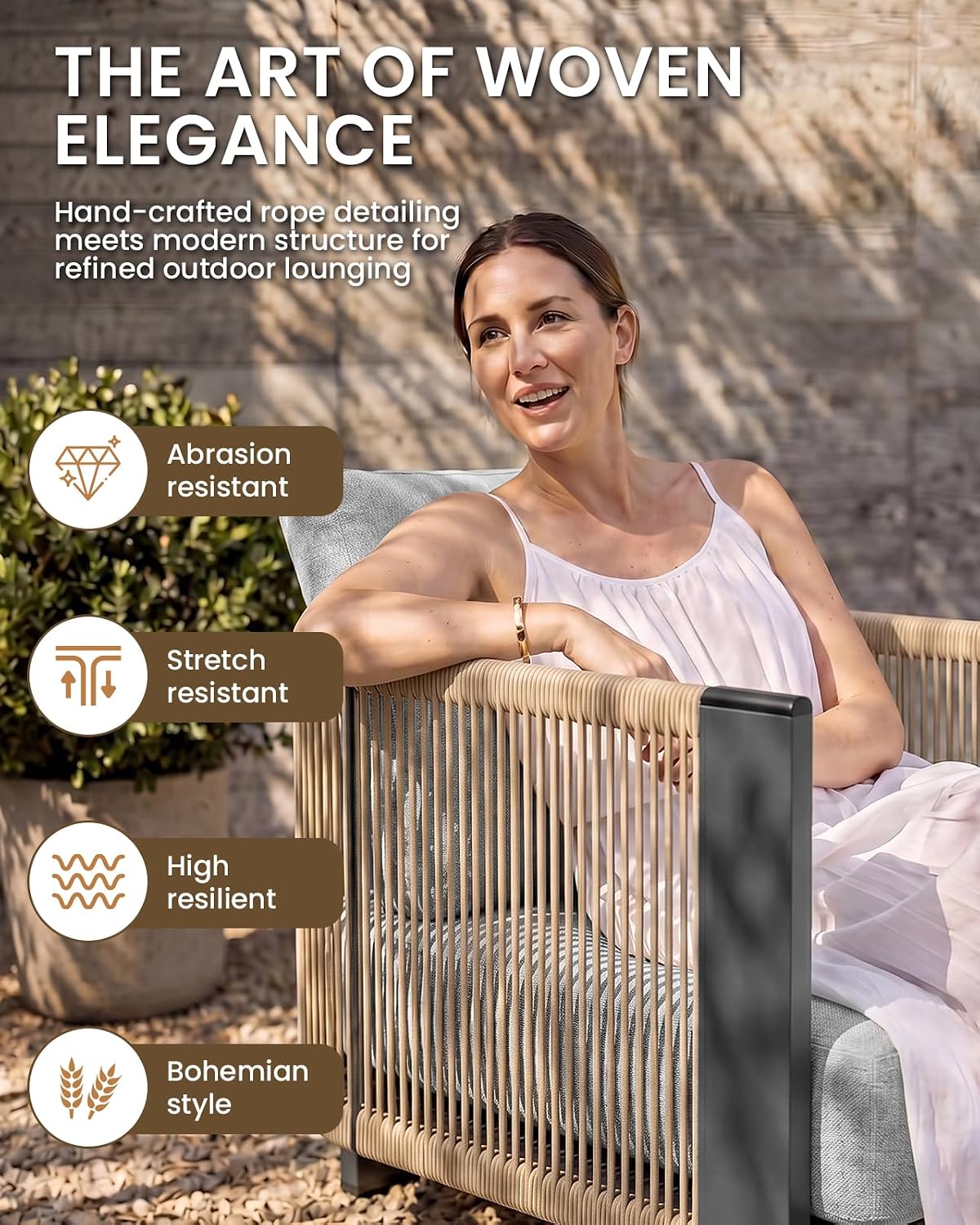 Detalle de Vexwalx VX-5471 4-Piece Curved Patio Set with 7.1-Inch Cushions
