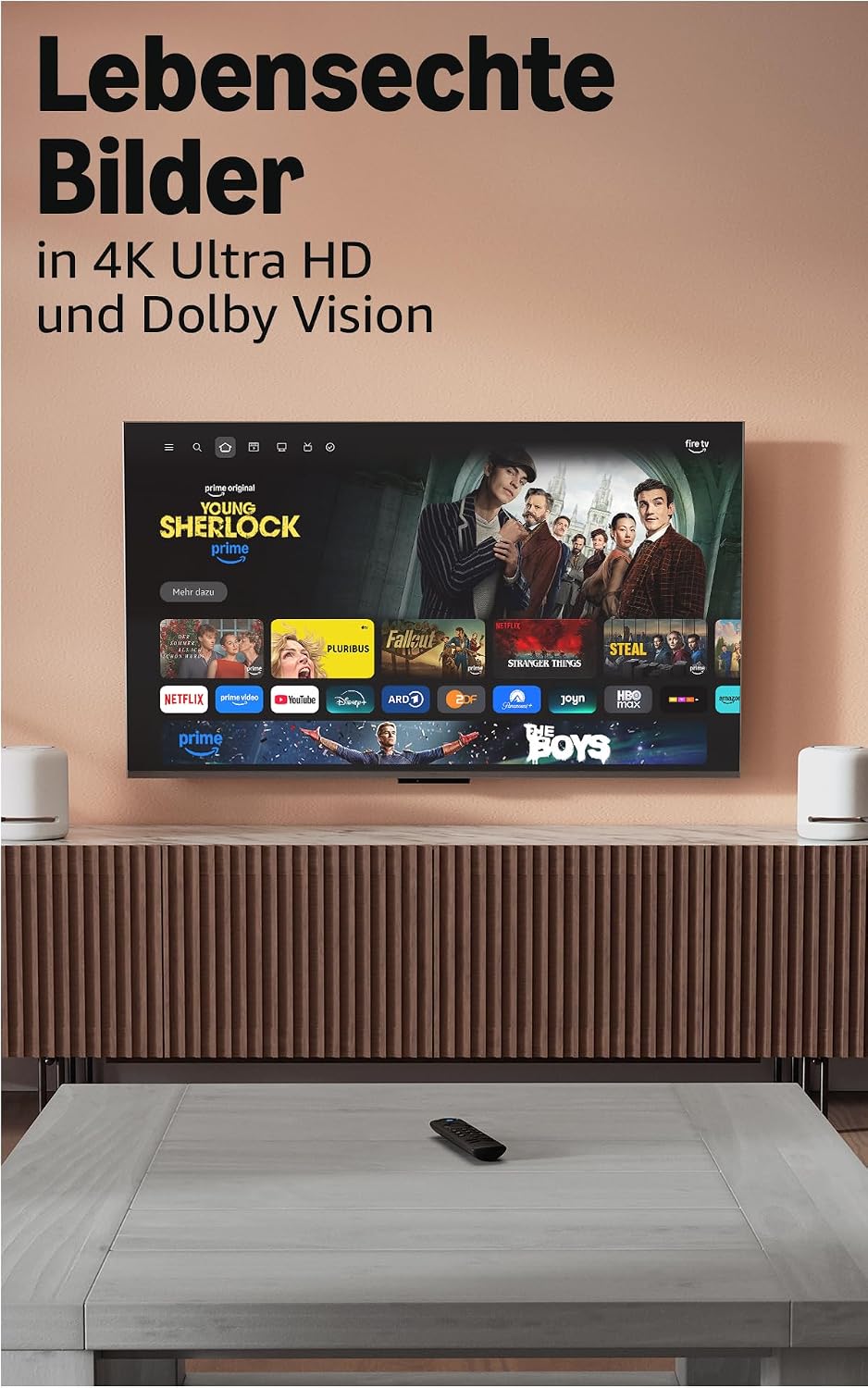 Detalle de Amazon Fire TV Stick 4K Plus mit Wi‑Fi 6 – Dolby Vision/Atmos, HDR10+ und Alexa