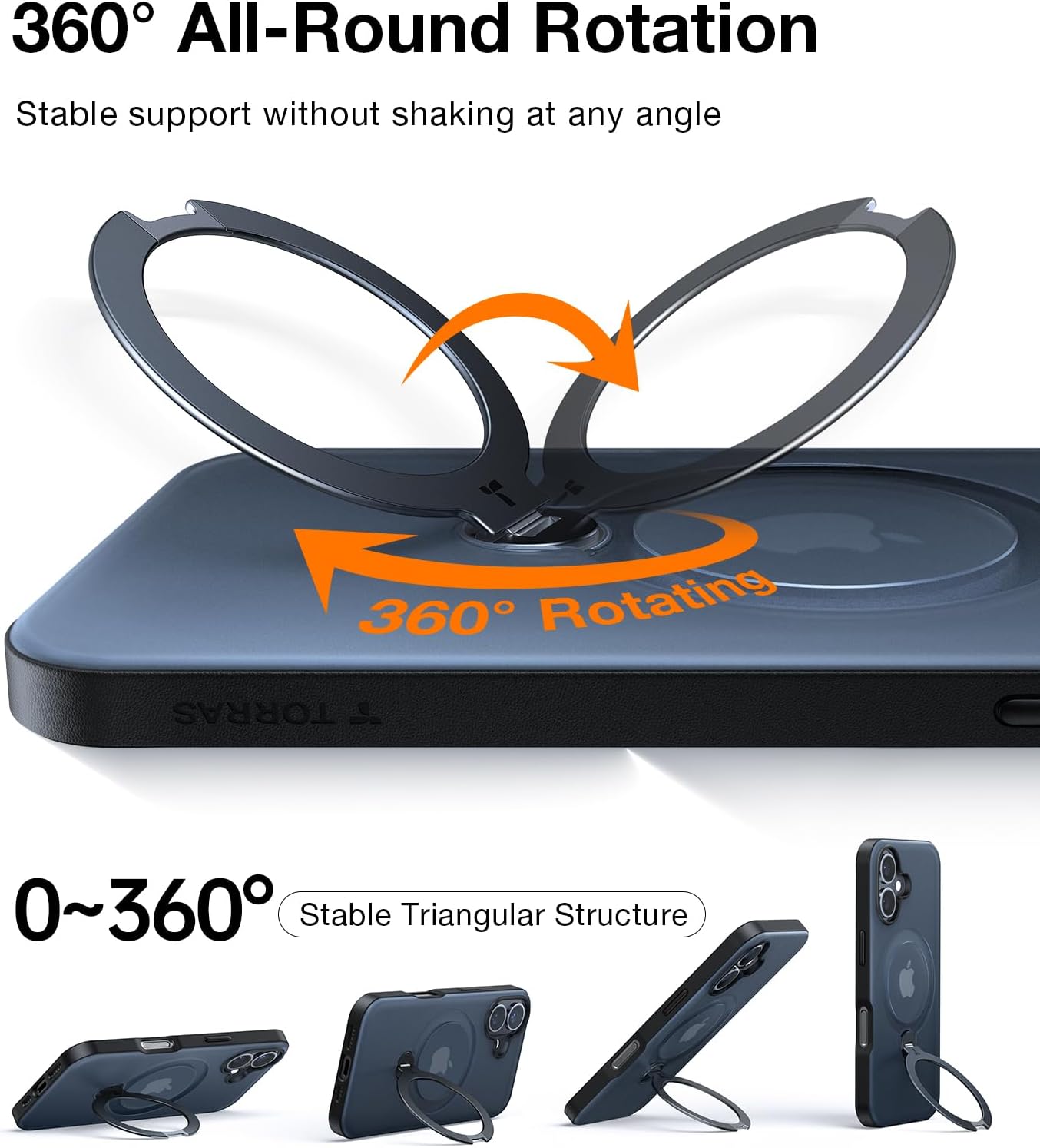 Thumbnail 2 de TORRAS Ostand Q3 Spin for iPhone Case – 360° Rotating Ring Stand with MagSafe, 12FT Drop Protection