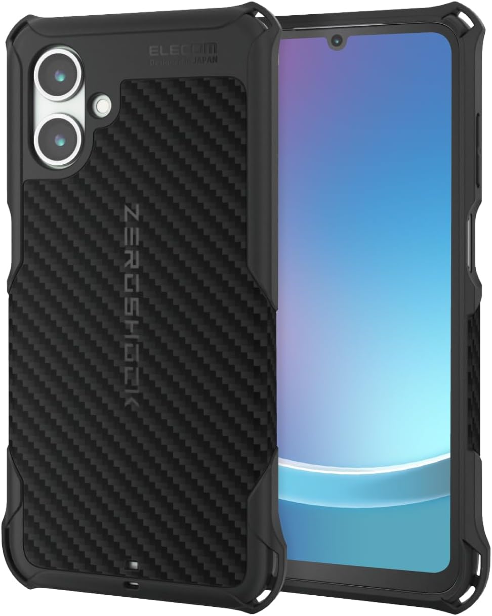Detalle de エレコム PMWG253ZEROGBK Galaxy A25 5G(SC-53F)用ZEROSHOCKケース 四つ角ダンパー・ハニカム構造