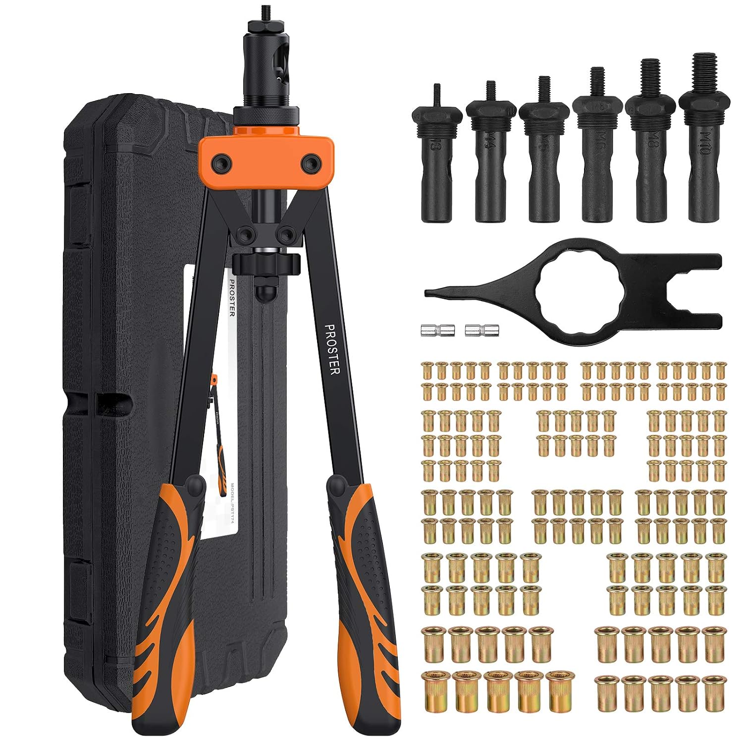 Detalle de Proster 14" Rivet Nut Tool Kit with 6 Metric Mandrels and 150 Rivet Nuts