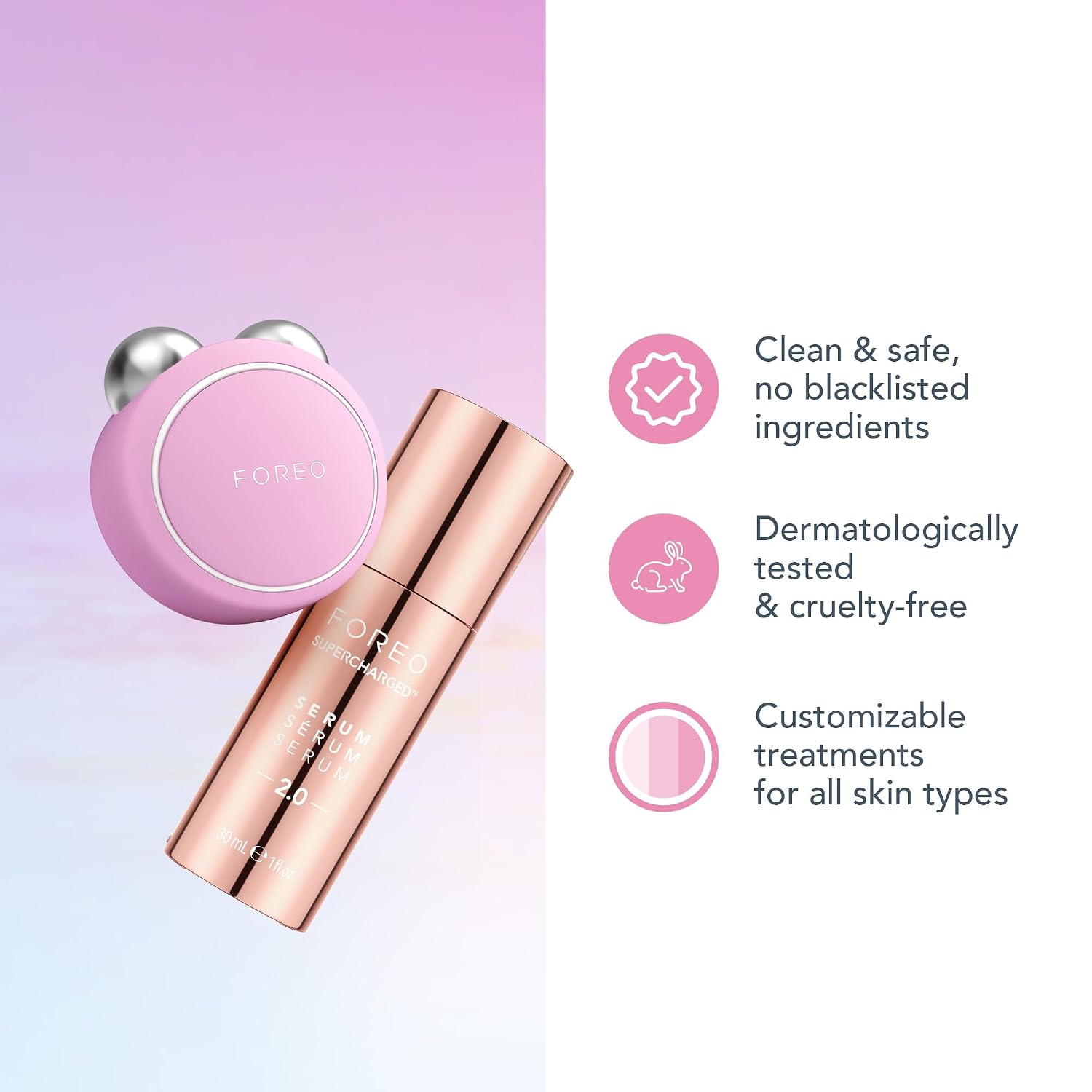 Thumbnail 6 de FOREO Firm & Fabulous BEAR mini + Serum Serum Serum Starter Kit (Pearl Pink)