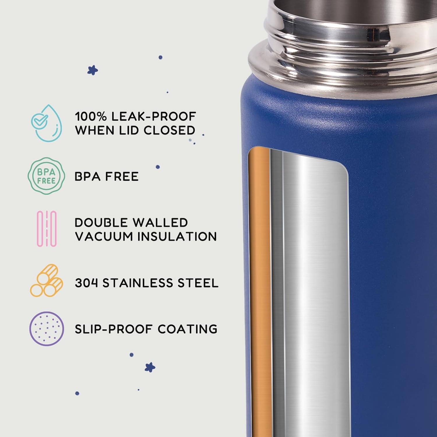 Thumbnail 2 de Fijinhom 12oz Kids Water Bottle (BPA-Free, Leak-Proof, Insulated) with Straw – Blue