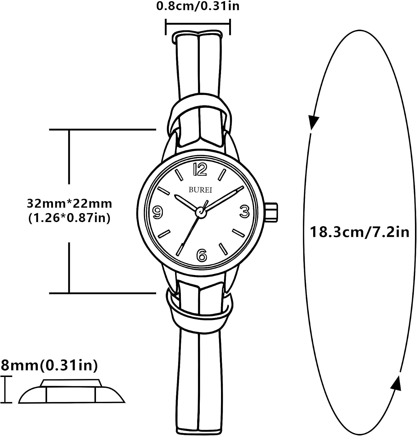 Detalle 2 de BUREI Mini Reloj analógico 30 m