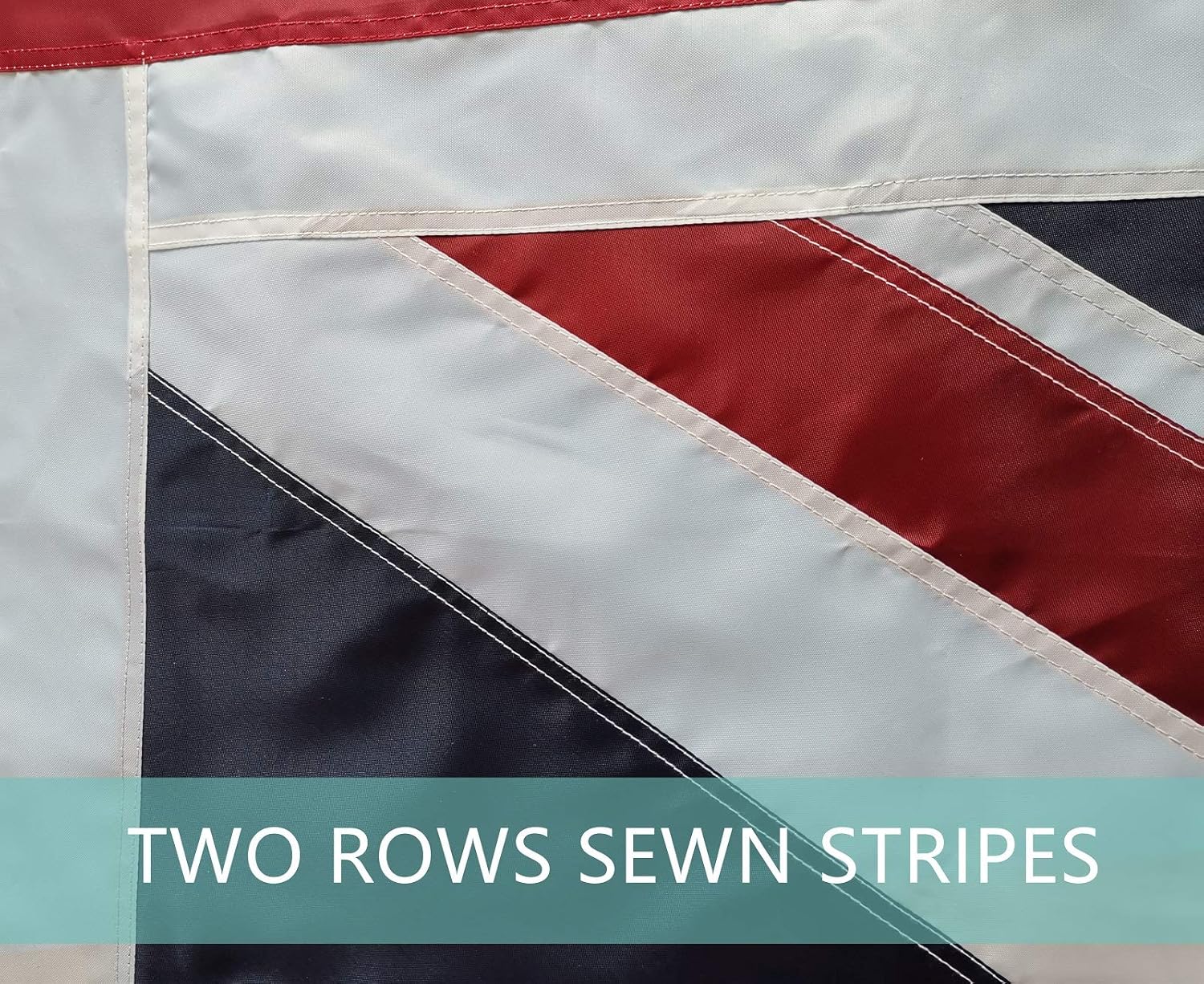 Detalle de Union Jack British Flag 3x5FT (90x150cm) – Sewn Stripes, Brass Grommets, for Outdoors & Indoors