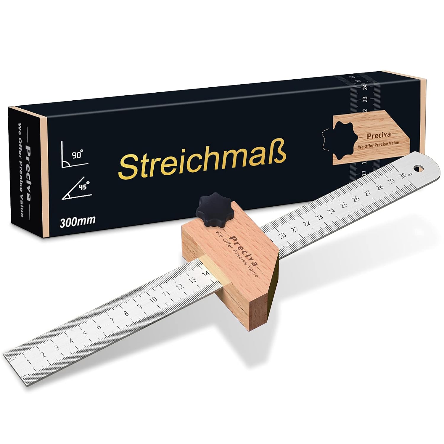 Streichmaß Preciva Anschlaglineal 300 mm